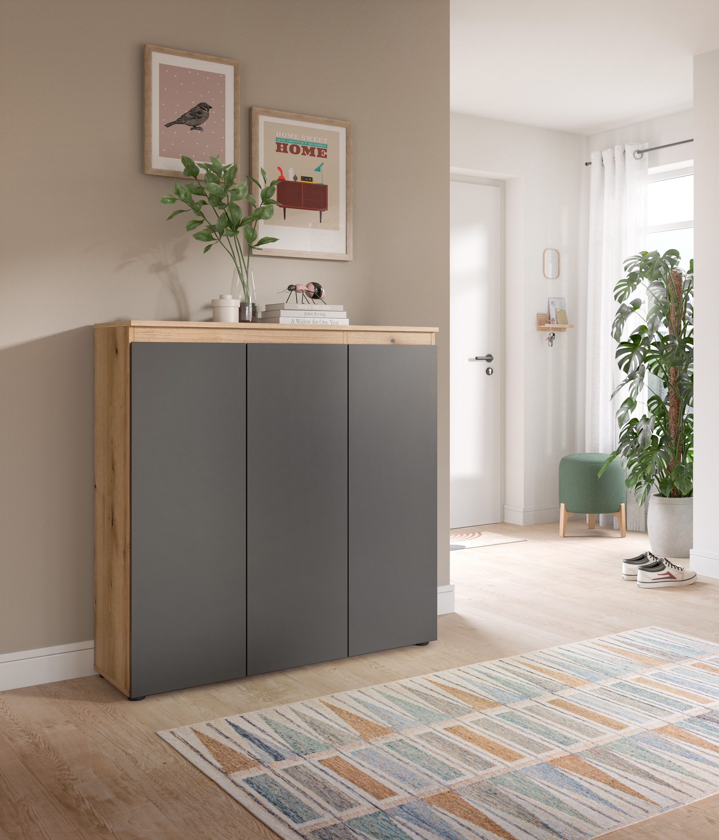 Home affaire Mehrzweckschrank »CIPELA, 105x111 cm, viel Stauraum, variable Einlegeböden, universal« in vielen verschiedenen Trendfarben verfügbar, 1 Stk. tlg. Schuhschrank, Kleiderschrank, Universalschrank, Aktenschrank, Schrank