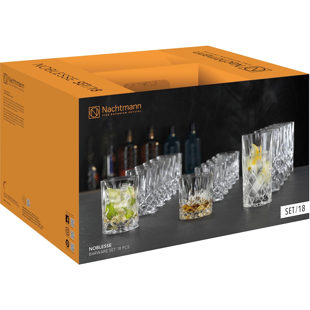 Nachtmann Gläser-Set »Noblesse«, (Set, 18 tlg., je 6 Whisky-Gläser, Longdrinkgläser und Softdrink/Wasser-Gläser)