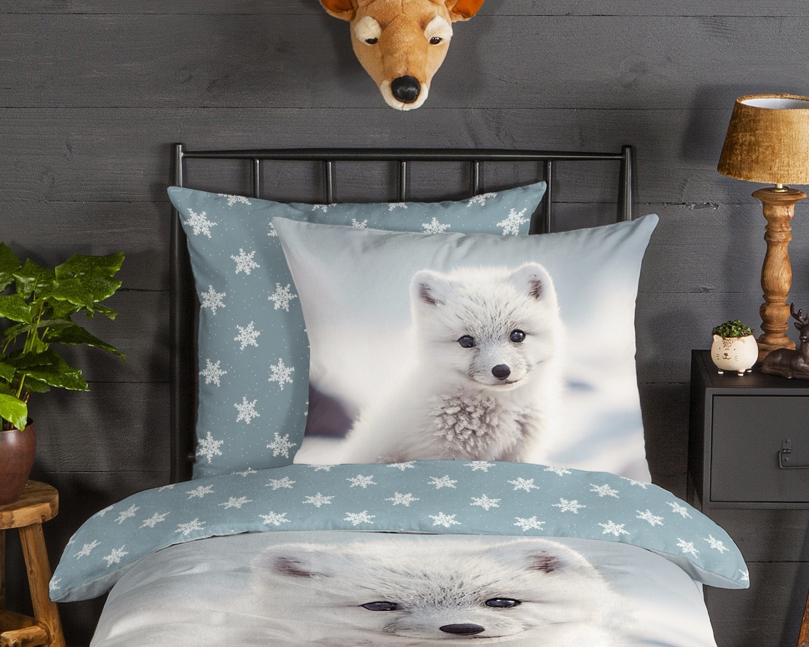 good morning Kinderbettwäsche »Toss«, Flanell, Biber, 135x200, Winter, Warm, Wende, Kind, Schnee, Weißfuchs