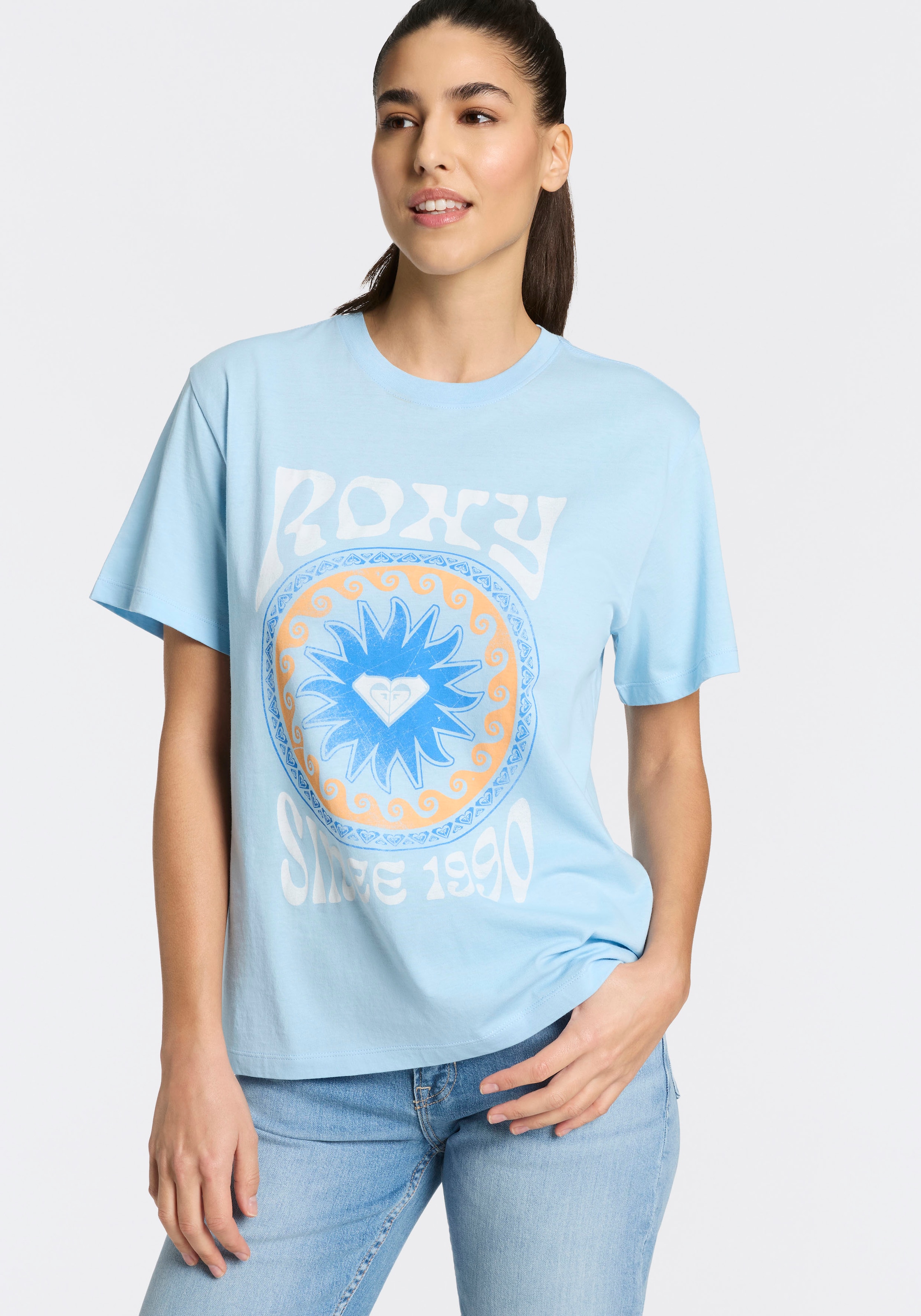 Roxy T-Shirt »O HANGLOOSE BALI WAVE« 2 Kurzarm, mit Rundhalsausschnitt, aus Baumwolle