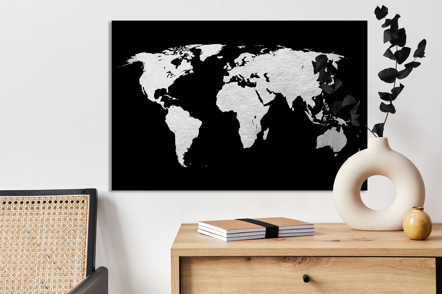 OTTO home Acrylglasbild »Weltkarte - Acrylbilder mit Blattsilber veredelt« Gemälde | Kunst | Modern 1 Stk. tlg. Silberveredelung, Handgearbeitet, Gerahmt, Edel