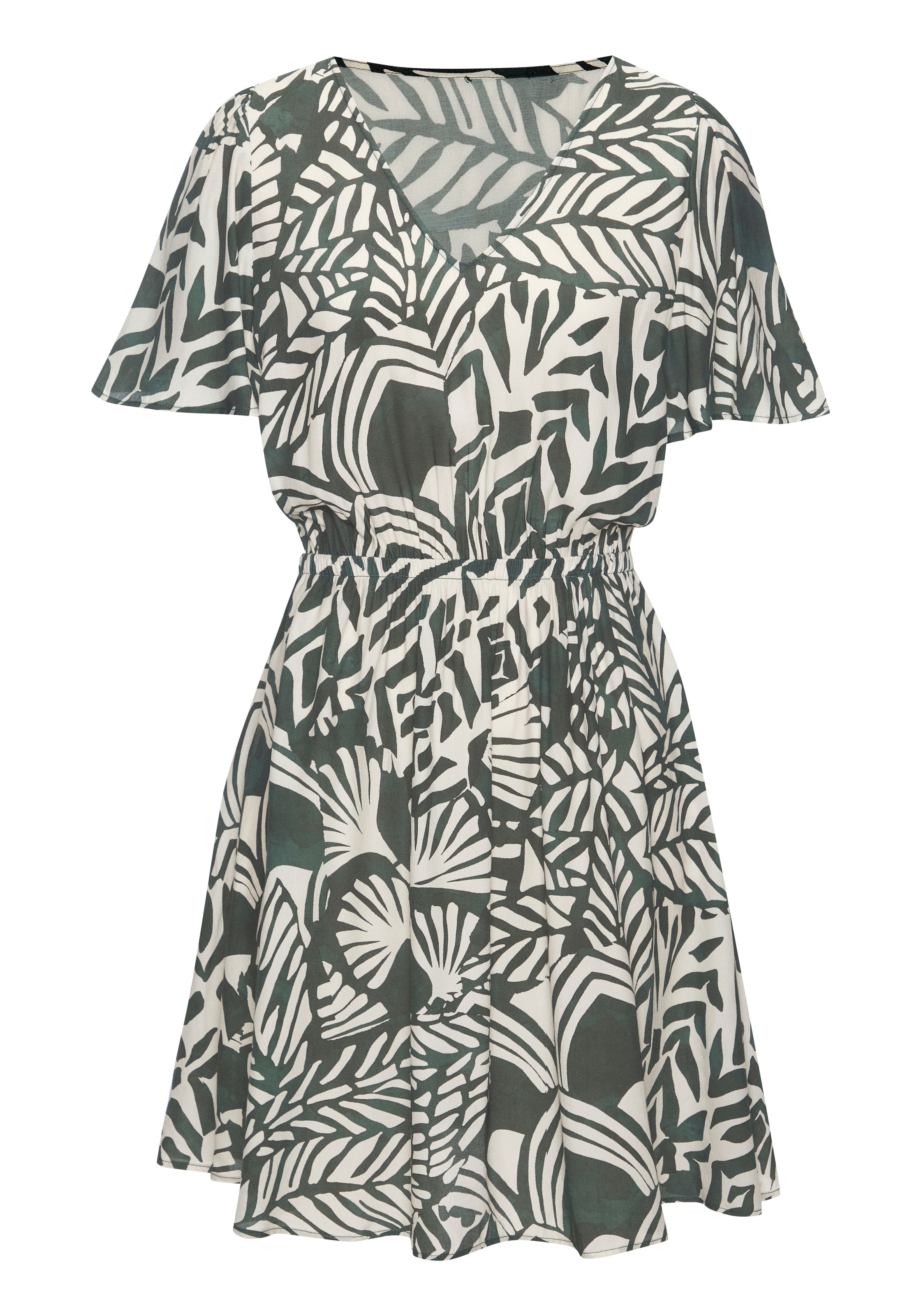 LASCANA Sommerkleid, mit Alloverprint, Flügelärmel, Sommerkleid, Webware