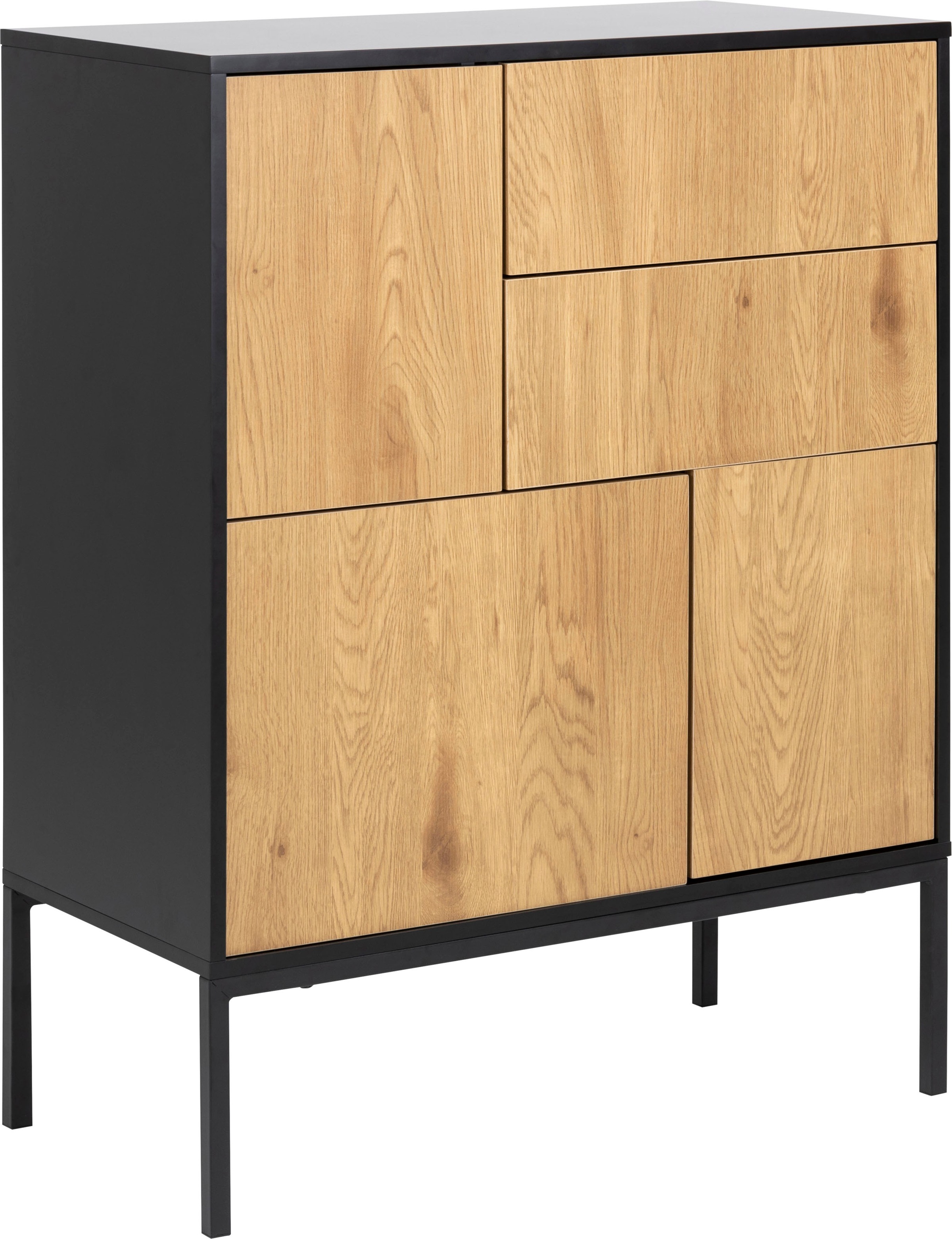 ACTONA GROUP Sideboard 1,  mit Wildeiche-Nachbildung, 3 Türen und 2 Schubladen, Breite 80 cm