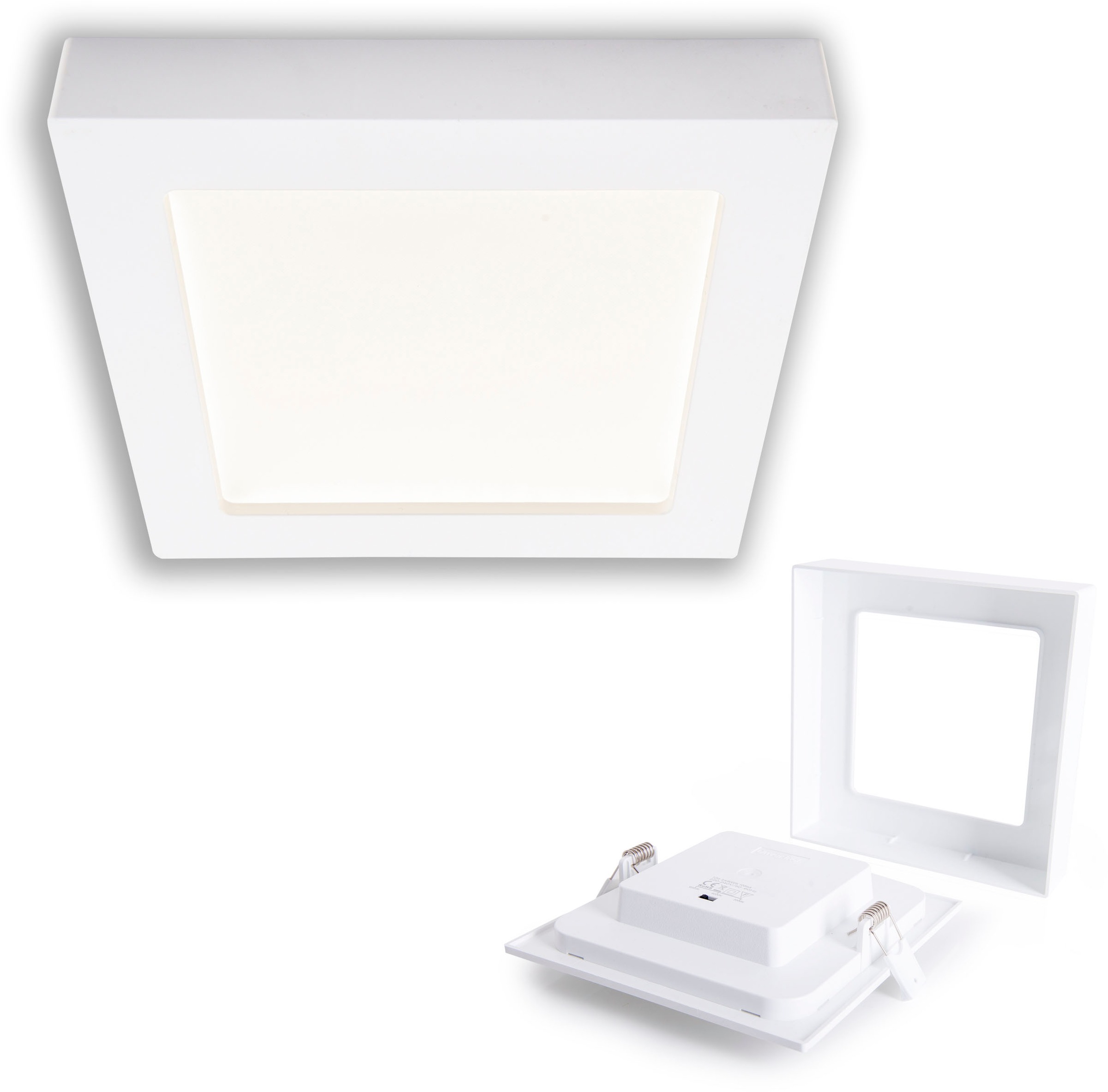 näve LED Einbauleuchte »Komplex«, 1 flammig, Leuchtmittel LED-Modul | LED fest integriert, auch Aufbau, CCT, Lichtfarbe über Geräteschalter einstellbar, eckig