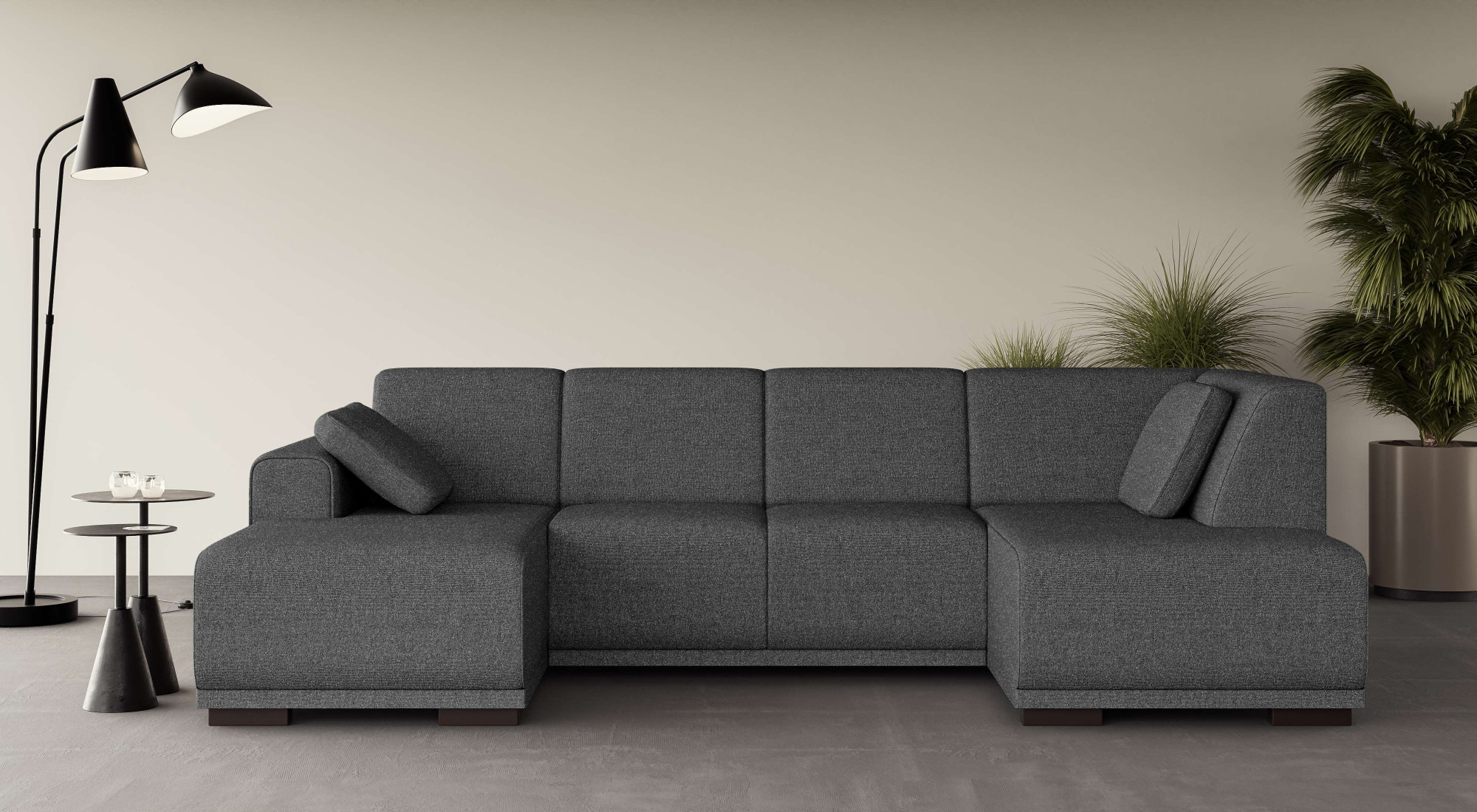 Home affaire Wohnlandschaft »BORNHOLM U-Form mit Recamiere rechts/links, B/T/H: 300/162/85 cm«, U-Form mit Wellenunterfederung, Recamiere rechts oder links bestellbar
