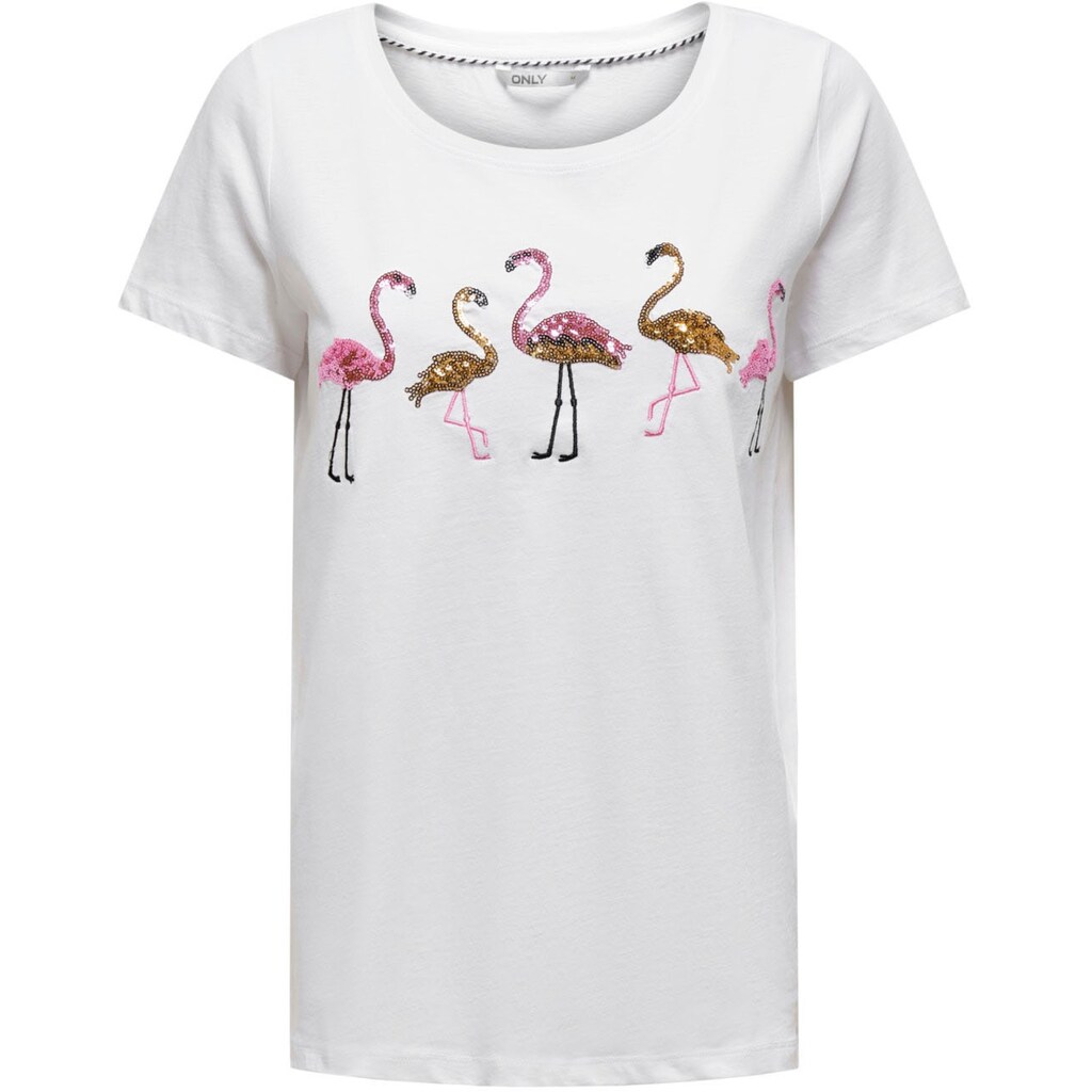 Only T-Shirt »ONLKITA«, mit Flamingo Print