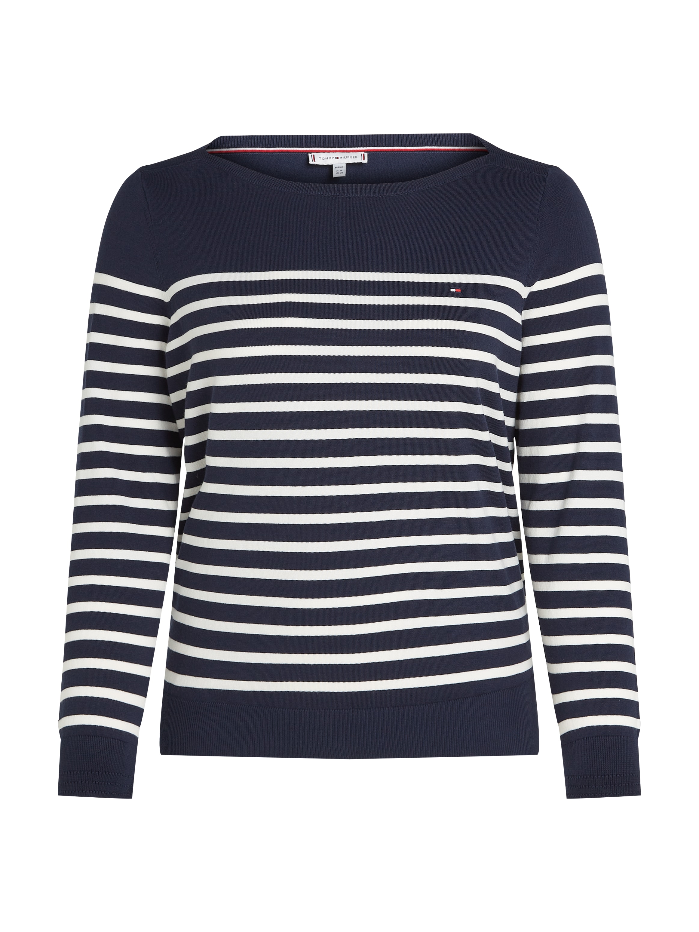 Tommy Hilfiger Curve Strickpullover »CRV CO JERSEY STITCH LS B-NK SWT«, in Großen Größen, Logostickerei