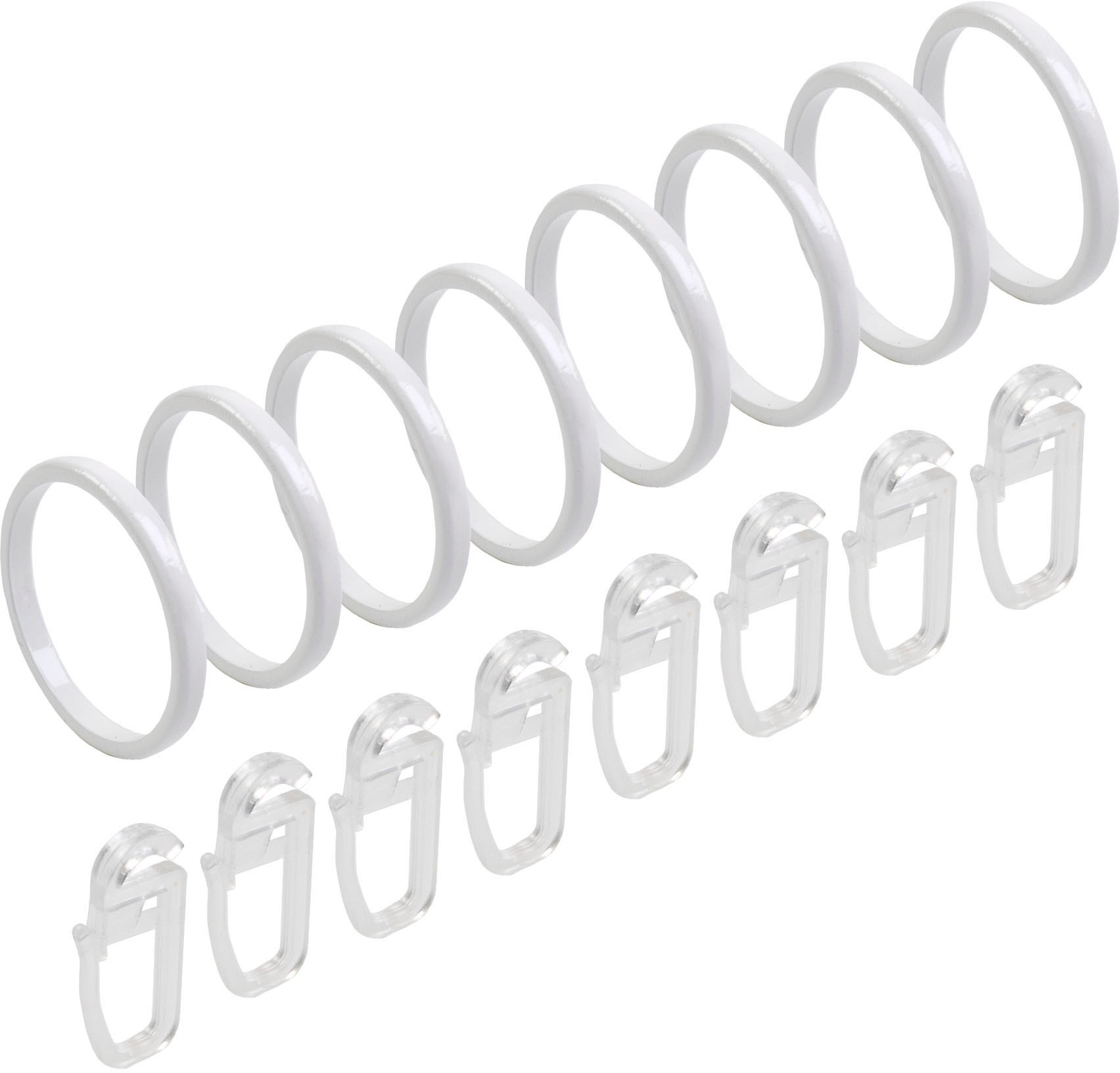 Liedeco Gardinenring »Power«, (Set, 8 St., mit Faltenlegehaken), für Gardinenstangen Ø 28 mm