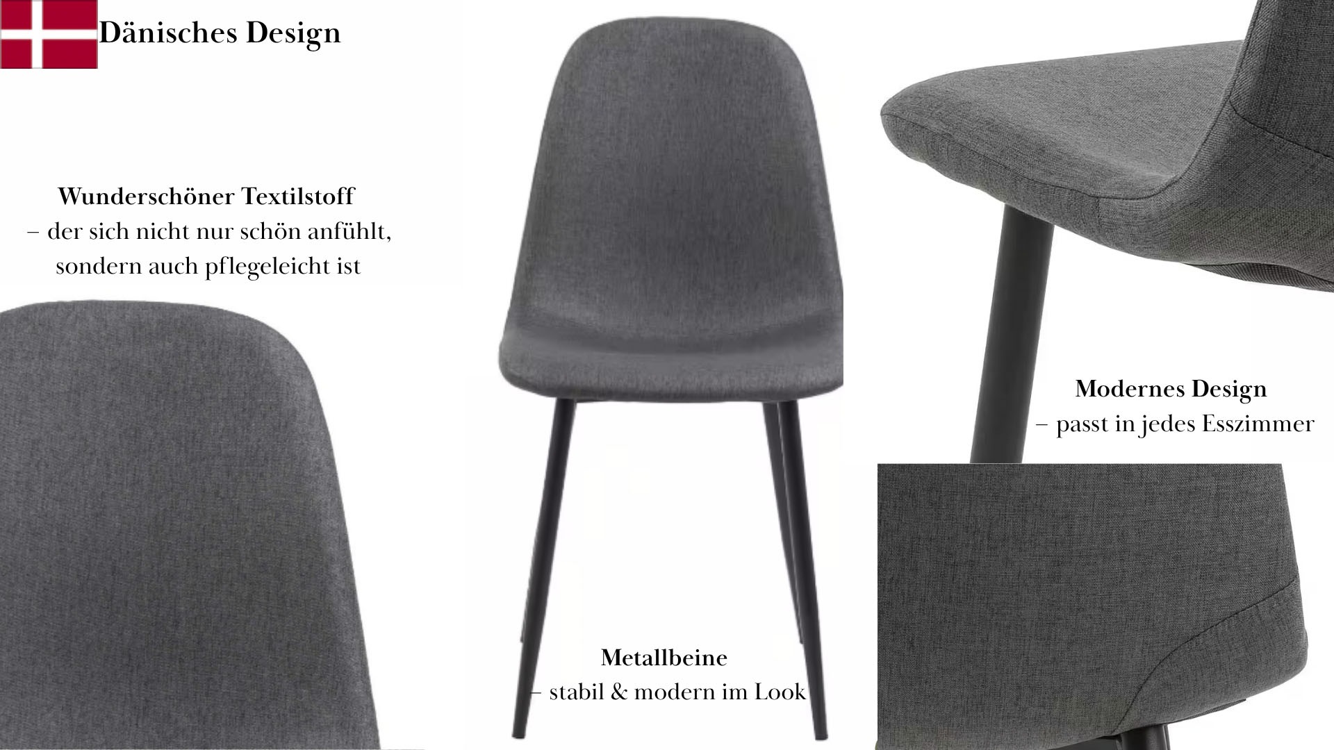 ACTONA GROUP Esszimmer-Set »Esspruppe, Speisetisch mit Wohnzimmerstühlen«, (Komplett-Set, 5 St., 1x Tisch + 4x Stuhle), Rechteckig Esstisch+4x Stühle,Wildeiche Melamin,dunkelgrau,120x80x75cm