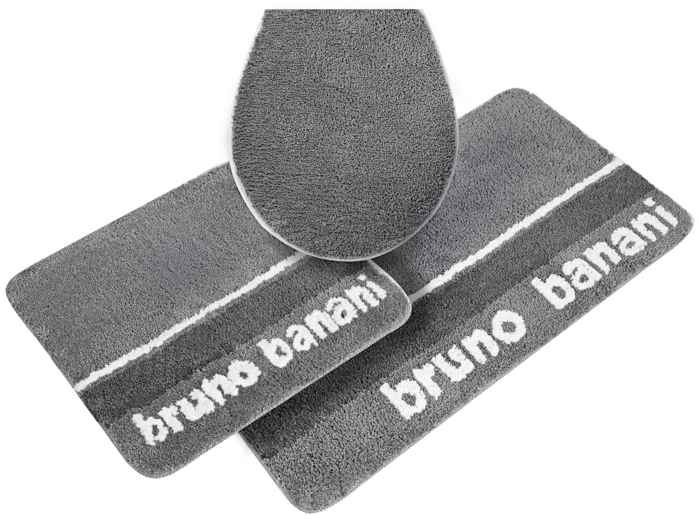 Bruno Banani Badematte »Maja«, Höhe 20 mm, rutschhemmend beschichtet, fußbodenheizungsgeeignet-strapazierfähig-schnell trocknend, weiche Haptik, mit Logo, Badematten auch als 3 teiliges Set erhältlich