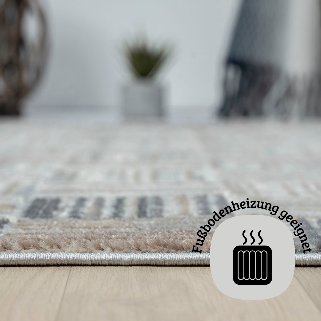 OTTO home Teppich »Yasmin, LAGERRÄUMUNG!« rechteckig 8 mm Höhe Kurzflor, modernes Design, mit Bordüre, pflegeleicht, Wohnzimmer