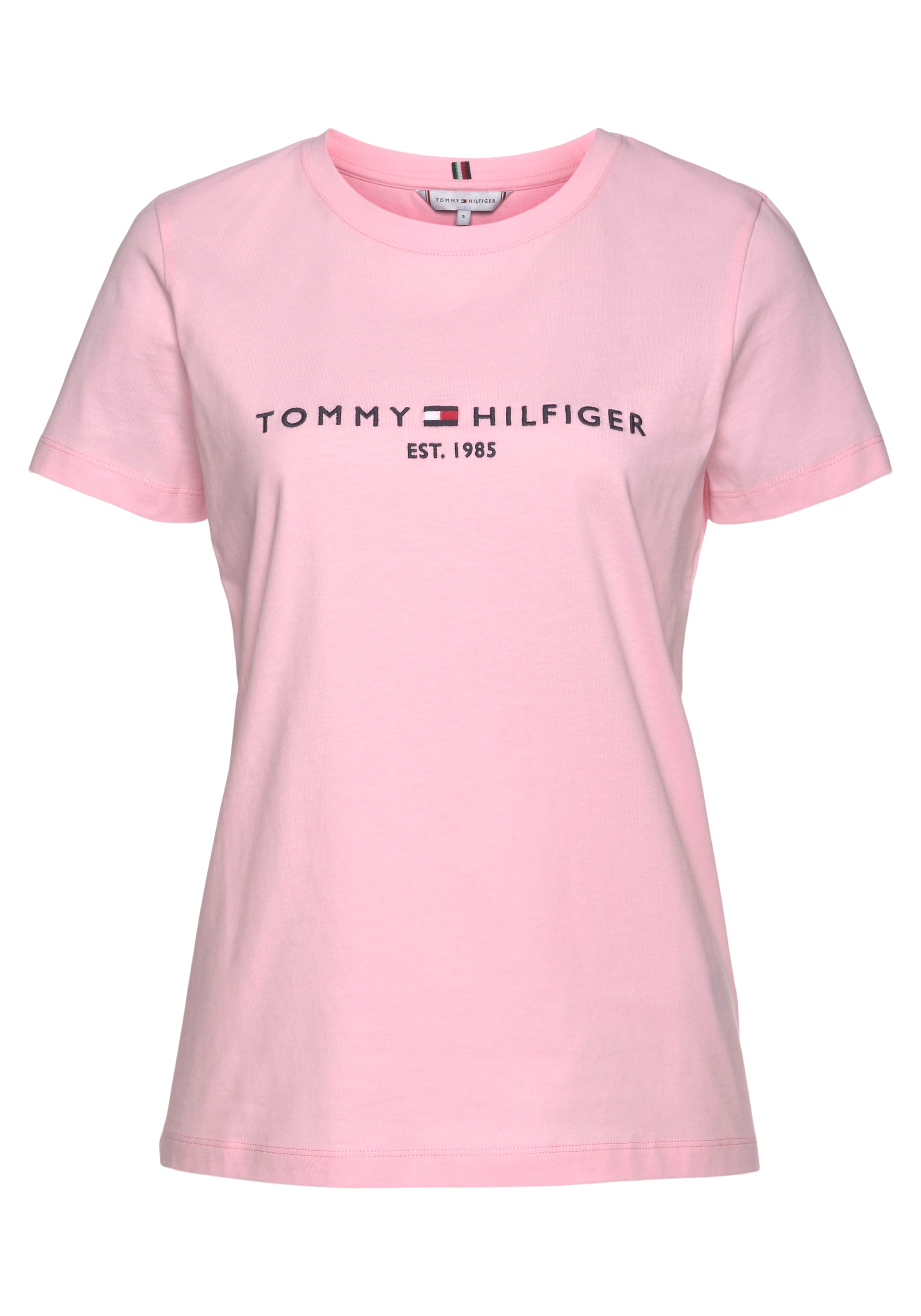 Tommy Hilfiger Rundhalsshirt »TH ESS HILFIGER C-NK REG TEE SS«, mit Tommy  Hilfiger Linear Logo-Schriftzug bei ♕