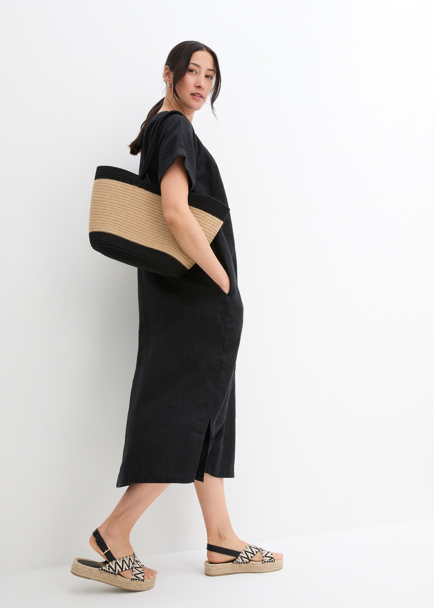 bonprix Tunikakleid »Kaftan-Kleid aus reinem Leinen« Kaftan-Kleid aus reinem Leinen