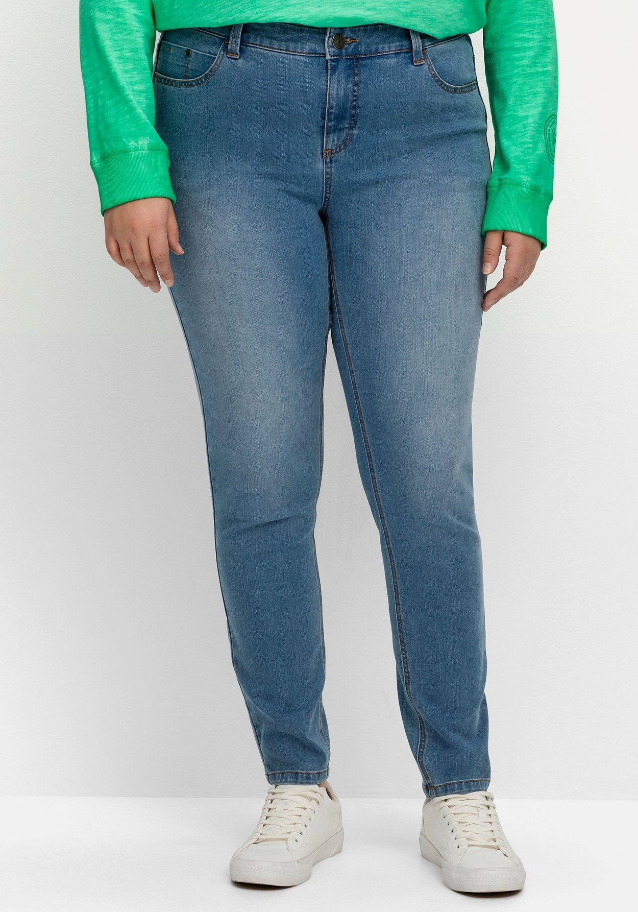 Sheego Stretch-Jeans »Jeans für sehr schmale Beine und mehr Bauch«