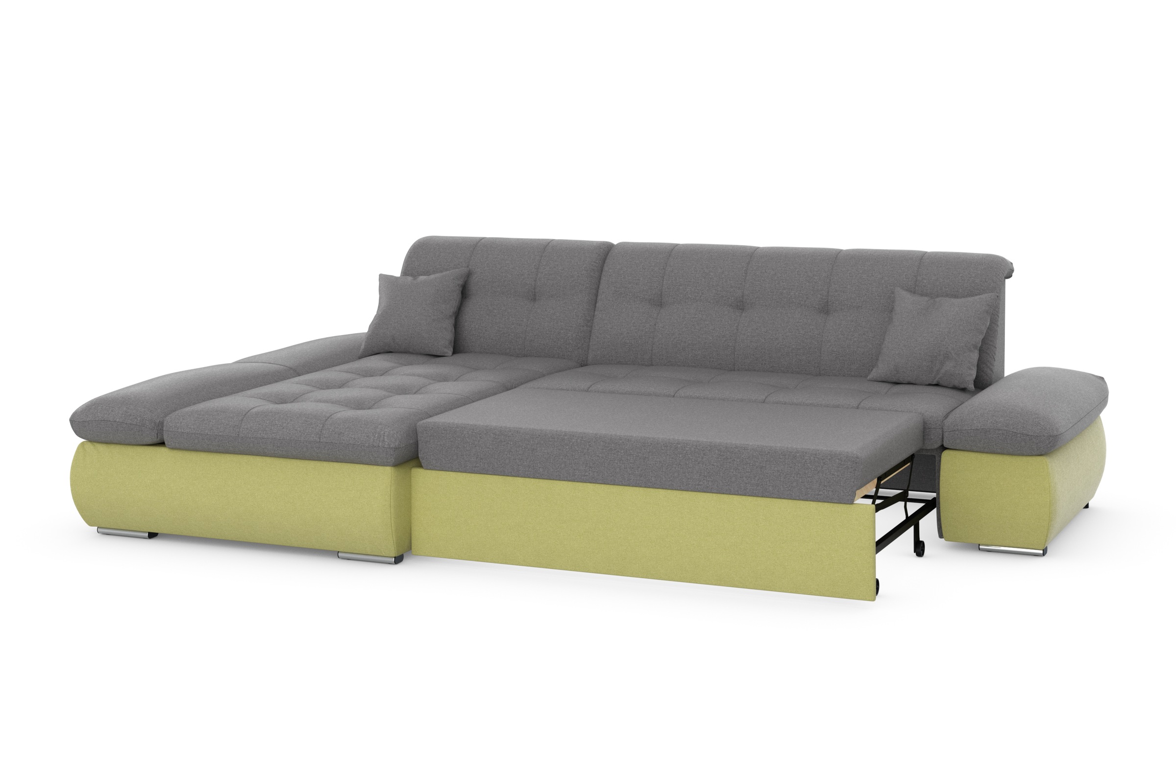 DOMO collection Ecksofa »Moric, L-Form, XXL-Sofa - Breite 300cm«, wahlweise mit Bettfunktion und Armteilverstellung, gelb-schlamm