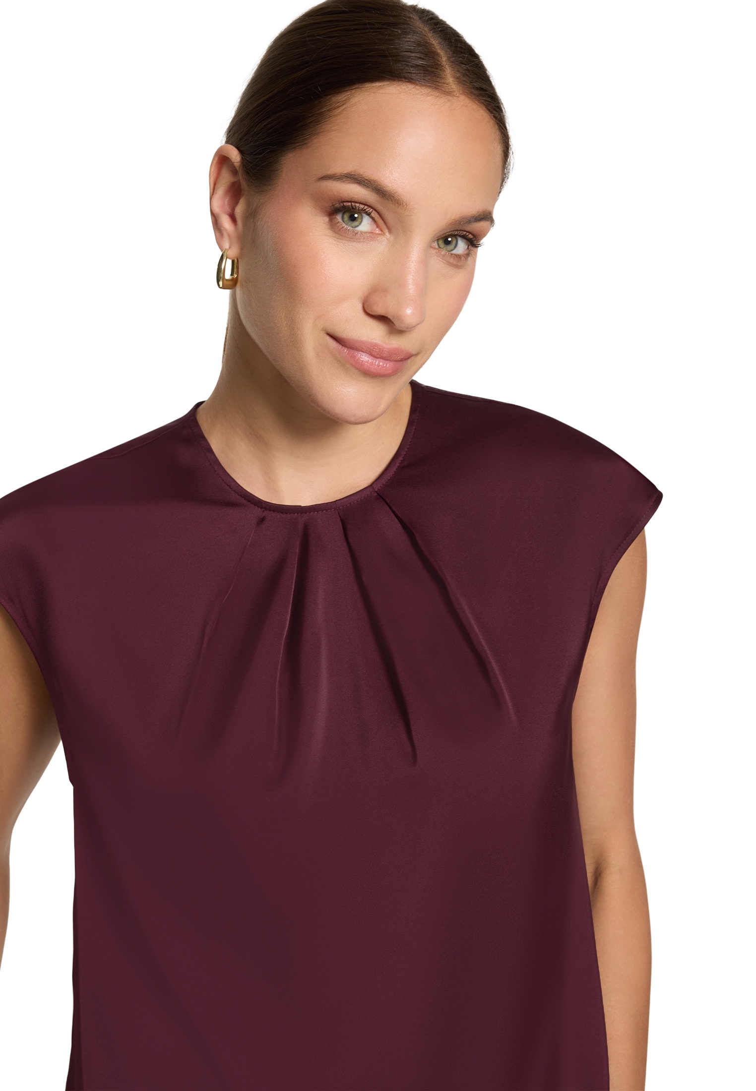 Zero Satinbluse »Satin-Bluse mit Rundhalsausschnitt«