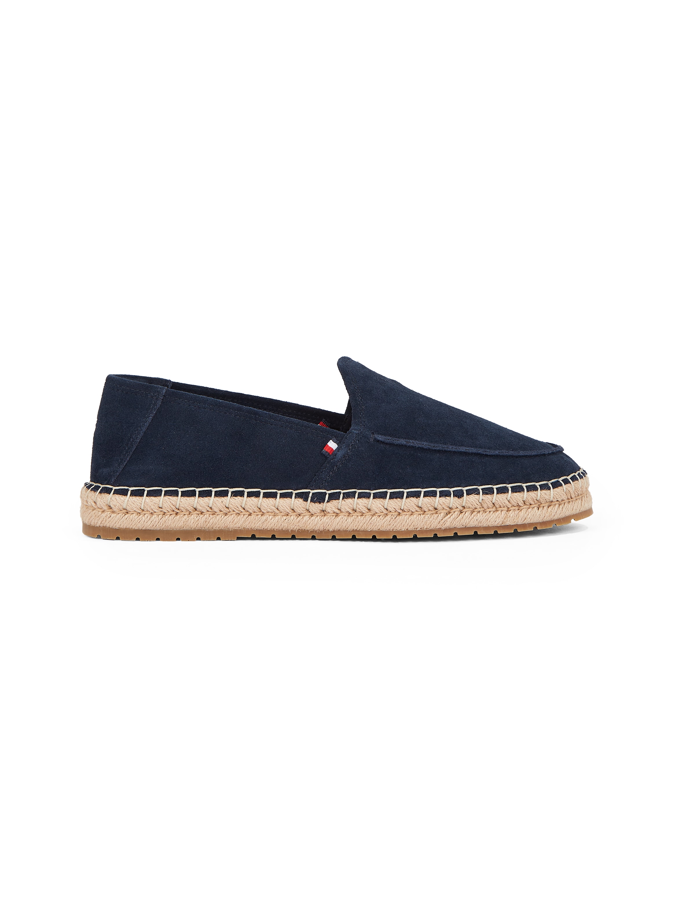 Tommy Hilfiger Espadrille »HILFIGER FLEX ESPA SUEDE LOAFER«, Sommerschuh, Schlupfschuh, Slipper mit Bastbezug am Plateau