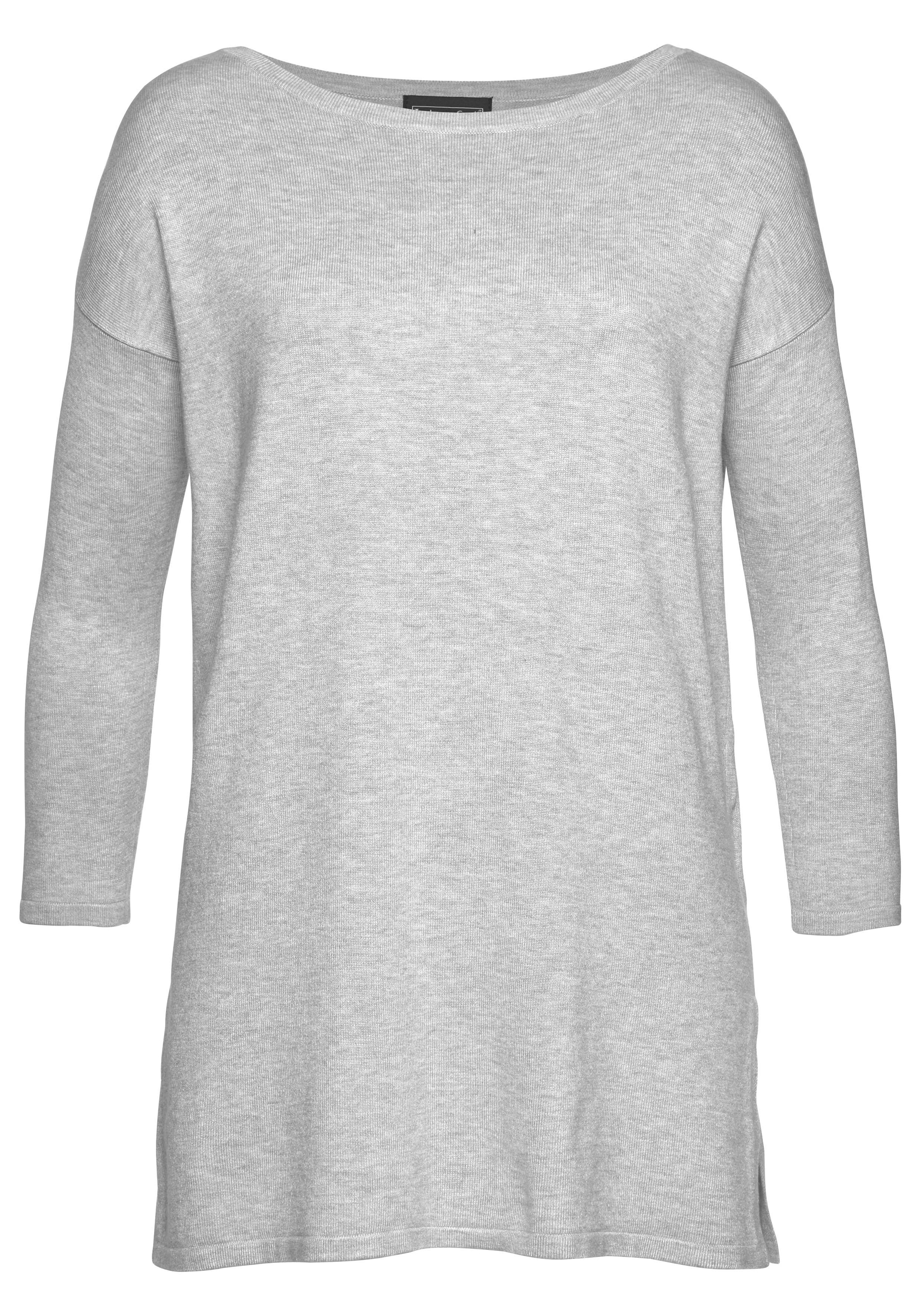 Laura Scott Longpullover, mit U-Boot Ausschnitt und seitlichem Schlitz