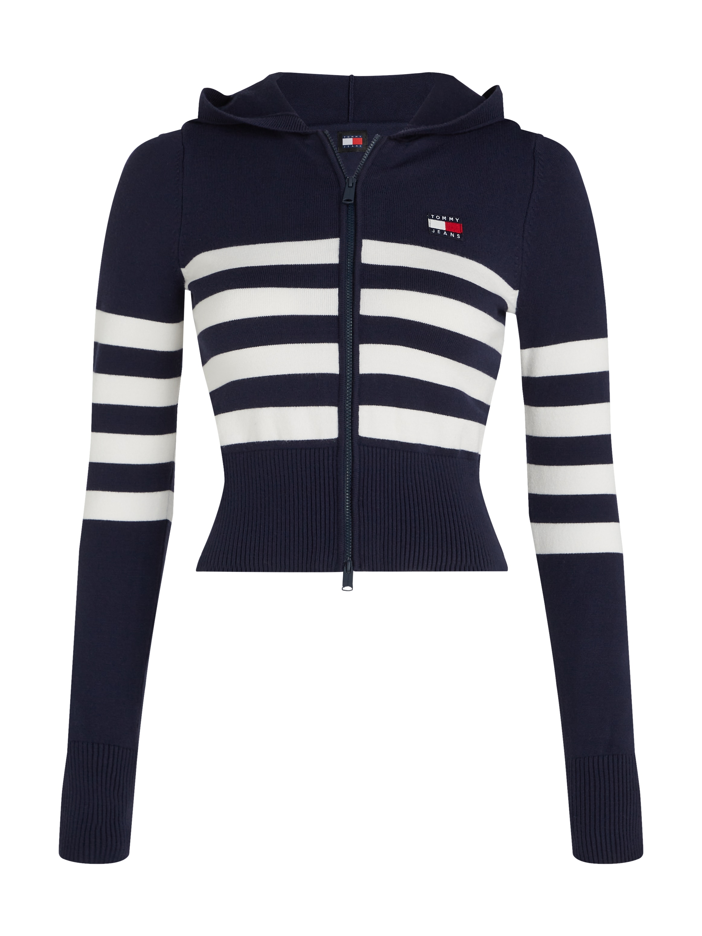 Tommy Jeans Sweatjacke »TJW STRIPE ZIP THRU BADGE HOOD«, mit Tommy Jeans Flagge