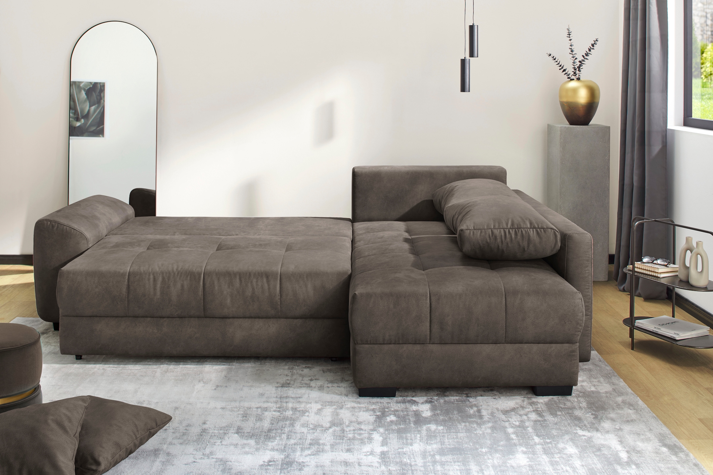 Jockenhöfer Gruppe Ecksofa »Amalfi L-Form, B: 270 cm, Liegefl. 146x224 cm, Dauerschlafsofa« Couch mit Tonnentaschen-Federkern, Topper, Bettkasten & Kissen