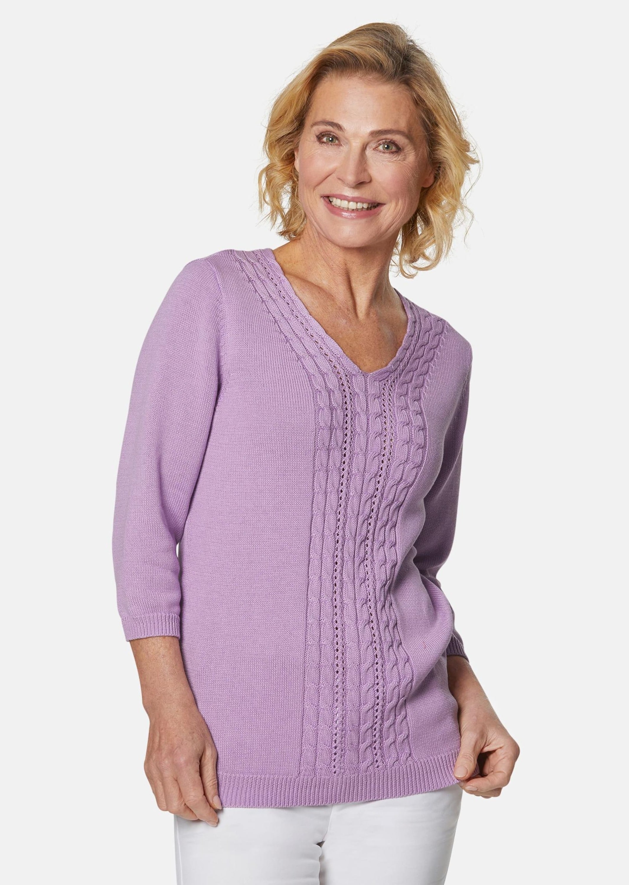 GOLDNER Rundhalspullover »V-Pullover Superweicher V-Pullover in Leichtstrick«