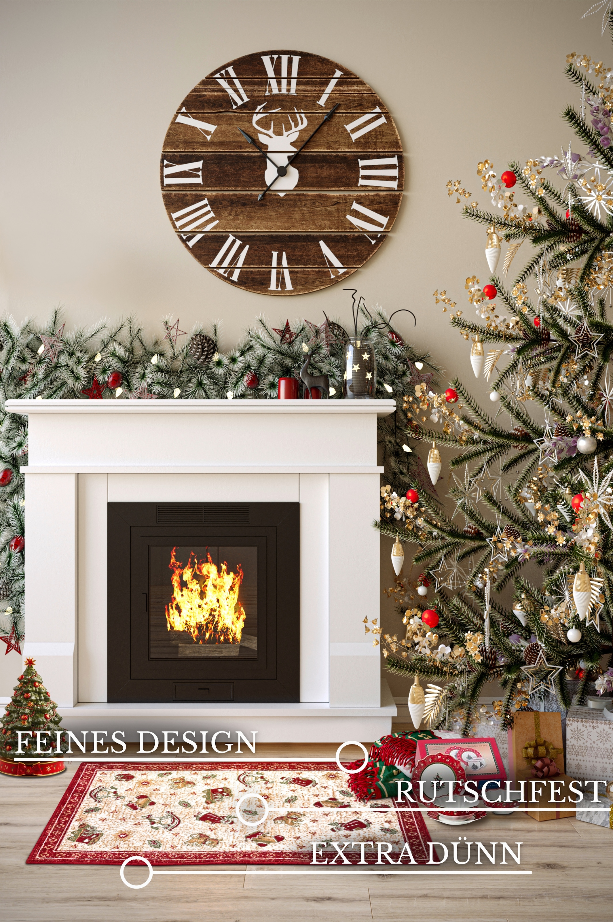 Villeroy & Boch Teppich »Nostalgic Shine Toy's Delight, eckig, rund und Läufer« rechteckig 6 mm Höhe Weihnachten, Wohnzimmer, Flur, Geschenk, Toys Delight, Dekoration