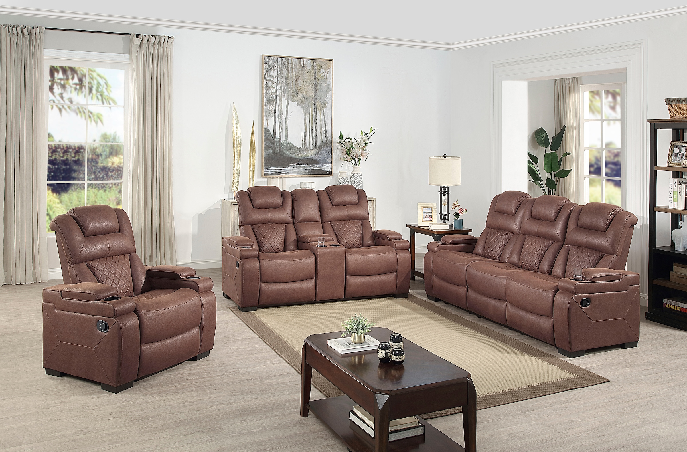 ATLANTIC home collection 3-Sitzer »Faris«, Zwei Relaxfunktionen, klappbare Konsole mit Getränkehalter