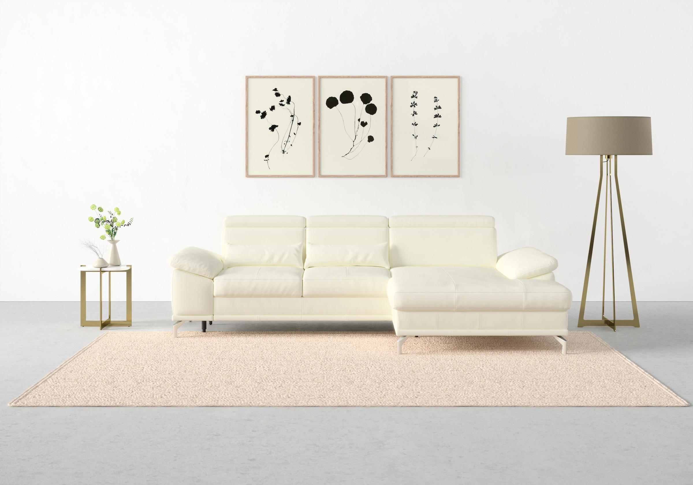sit&more Ecksofa »Cabrio L-Form, mit Sitztiefenverstellung, Arm- und Kopfteilverstellung«, 2 Nierenkissen, Federkern, optional Bettfunktion und Stauraum