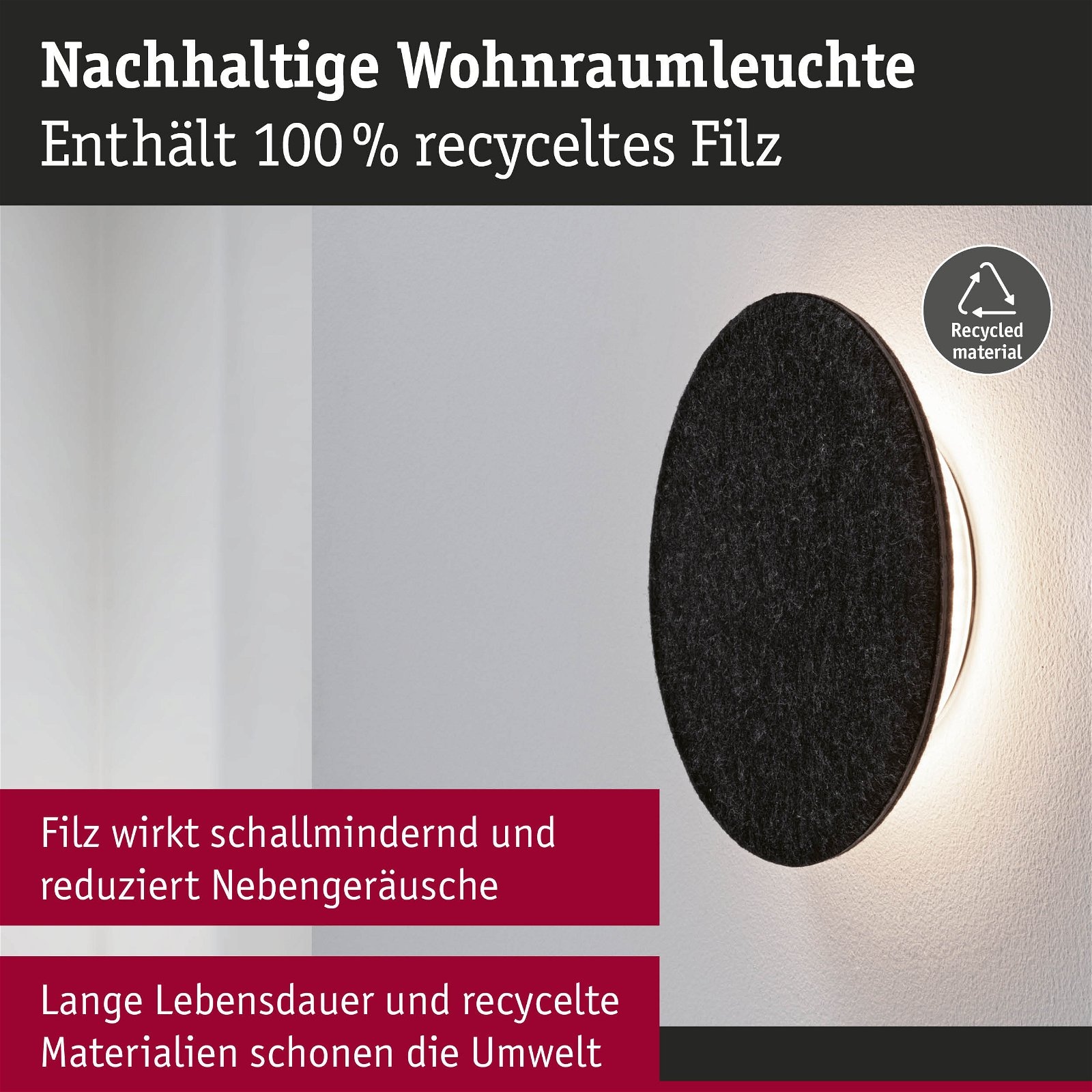 Paulmann LED Wandleuchte »Tulga 2700K 1000lm 230V 15W Anthrazit«, 1 flammig, 3-Step-Dim