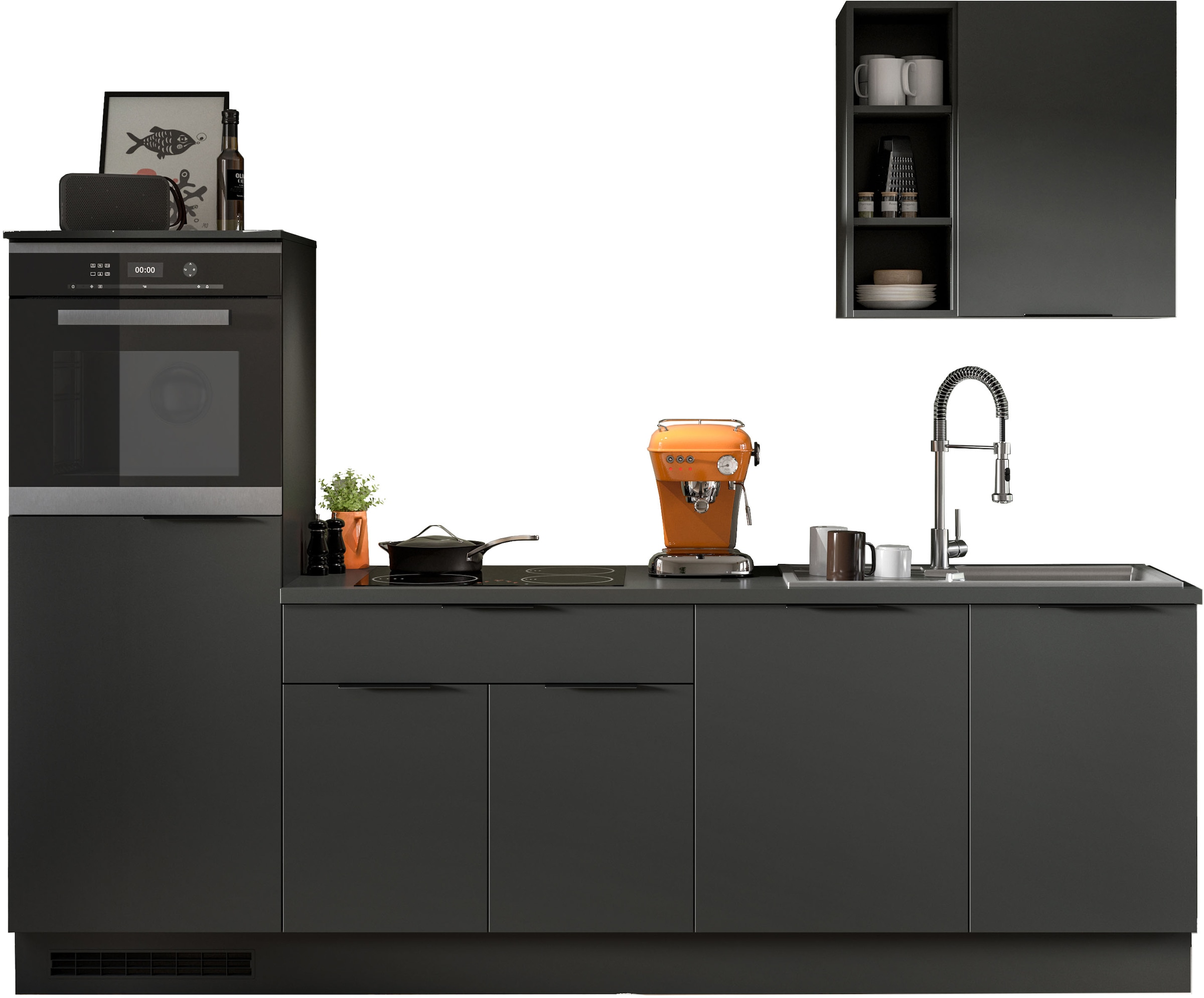 KOCHSTATION Küchenzeile "KS-Lulea" Breite 260 cm, ohne E-Geräte, mit 3 cm starker Arbeitsplatte