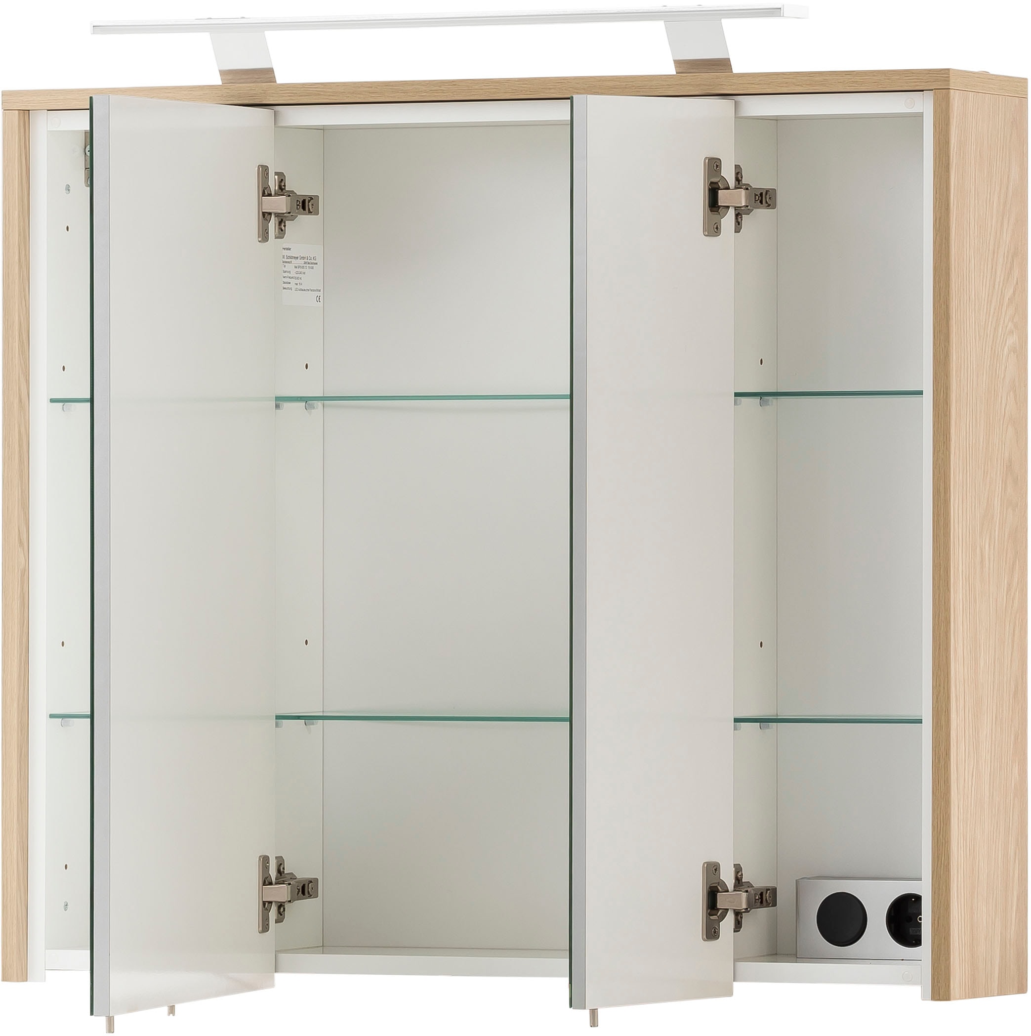 Schildmeyer Spiegelschrank »Mali, Breite 83 cm«, Mit LED-Leuchte und Schalter-/Steckdoseneinheit