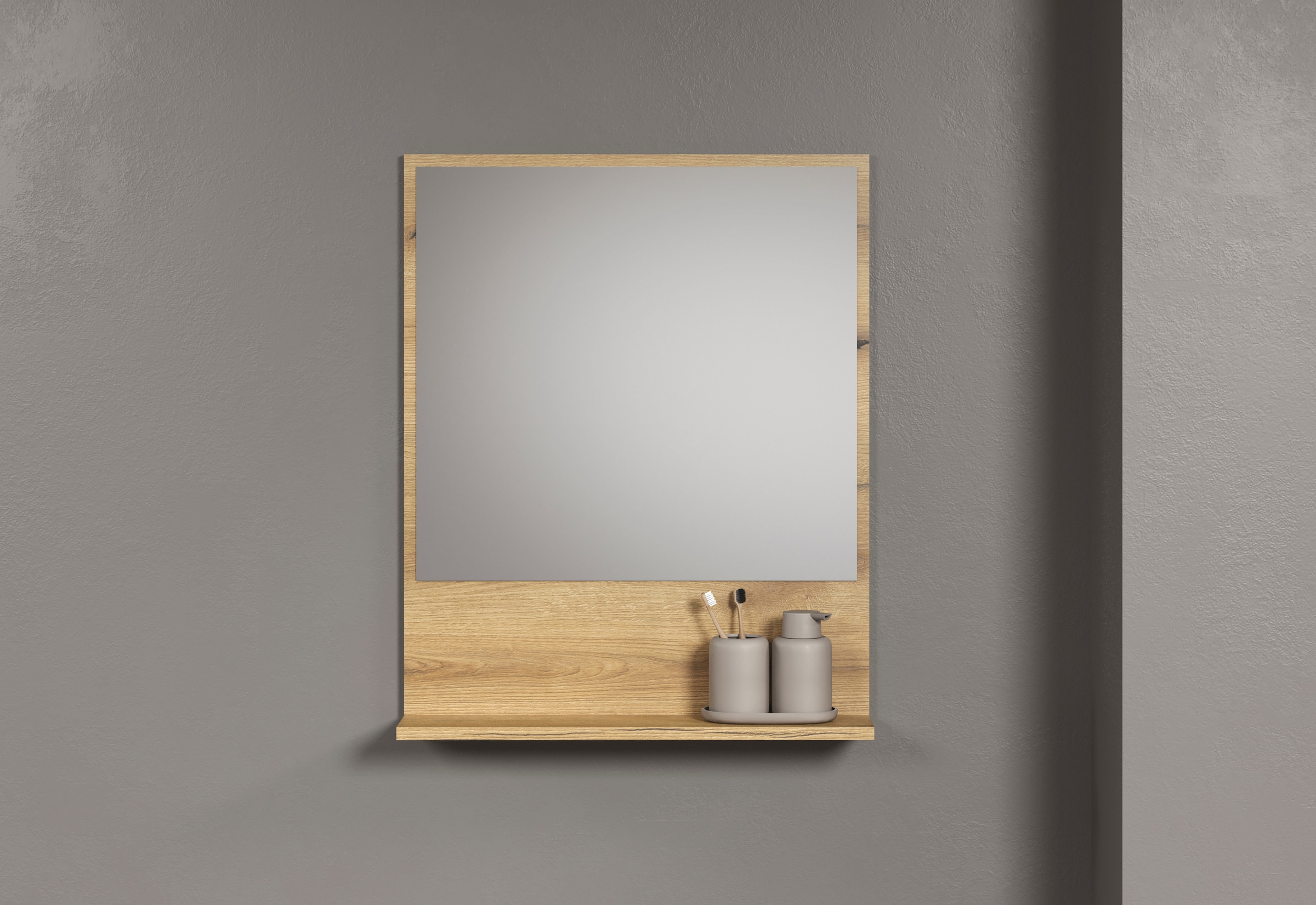 welltime Badspiegel »Amrum« Wandspiegel mit Ablage - (B/T/H) wahlweise 60 bis 80/14/74 cm