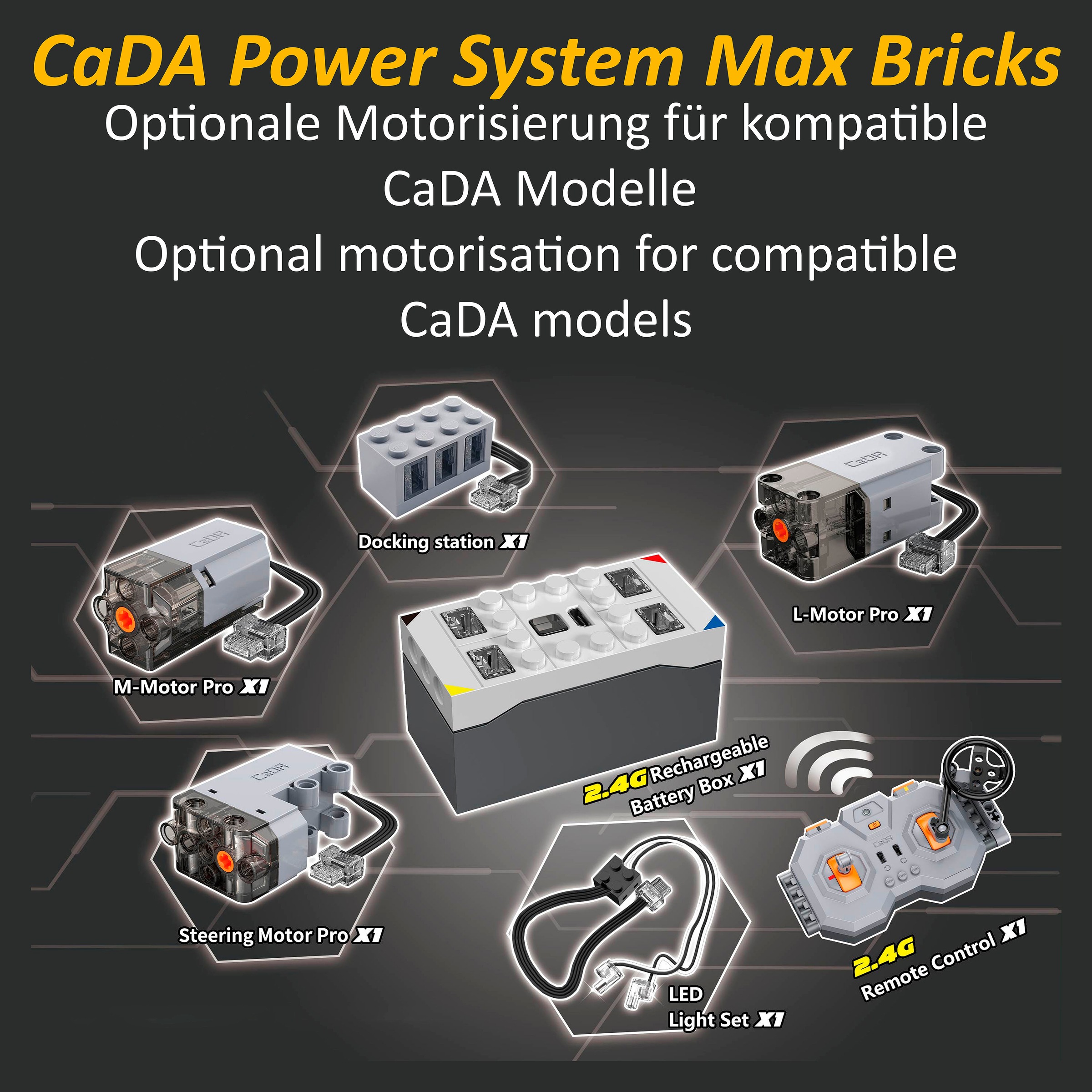 Jamara Konstruktionsspielsteine »CaDA, Power System Max Bricks (402896)« zur Ergänzung von CaDA Technikmodellen