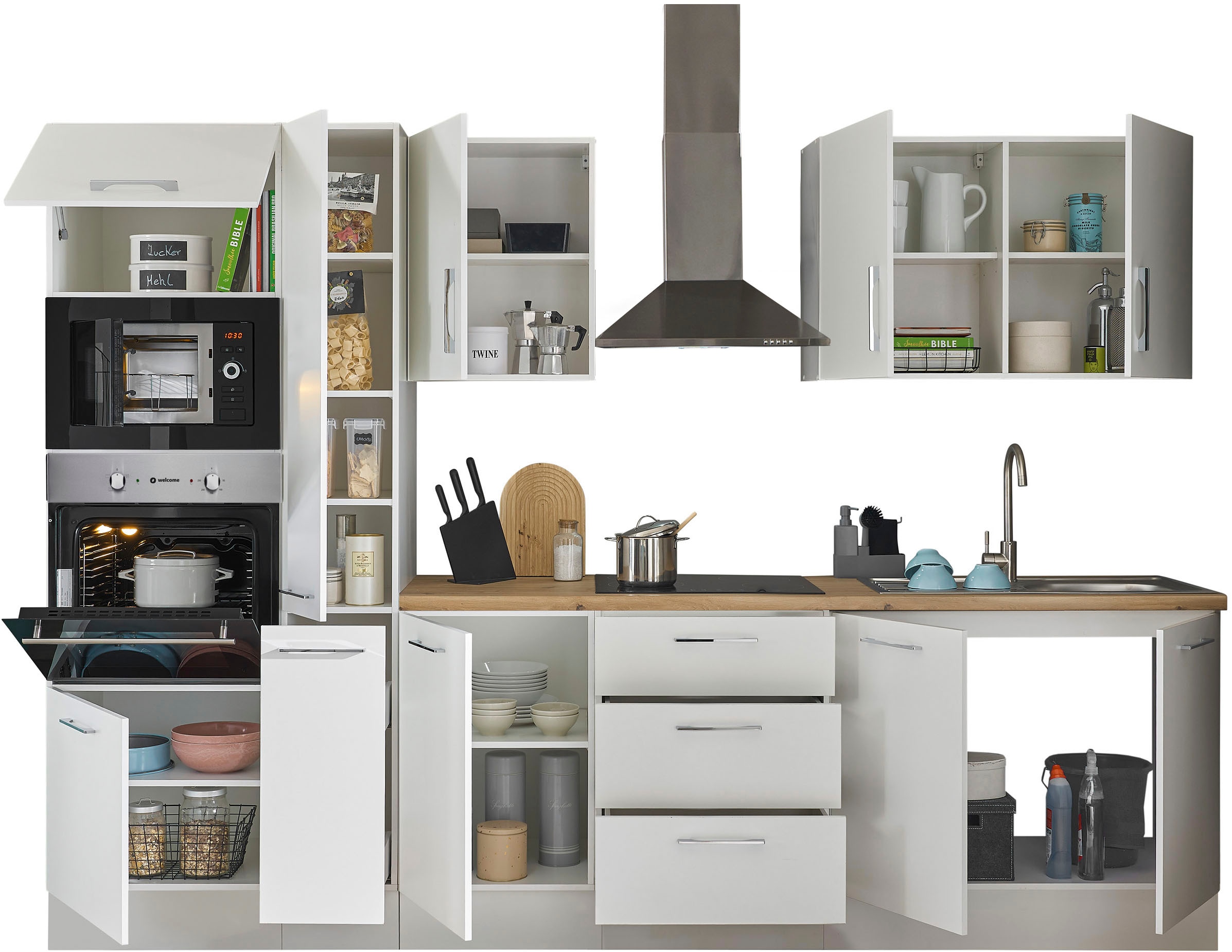 BASIC by Balculina Küchenzeile »Turin« Breite 300 cm, wahlweise mit E-Geräten