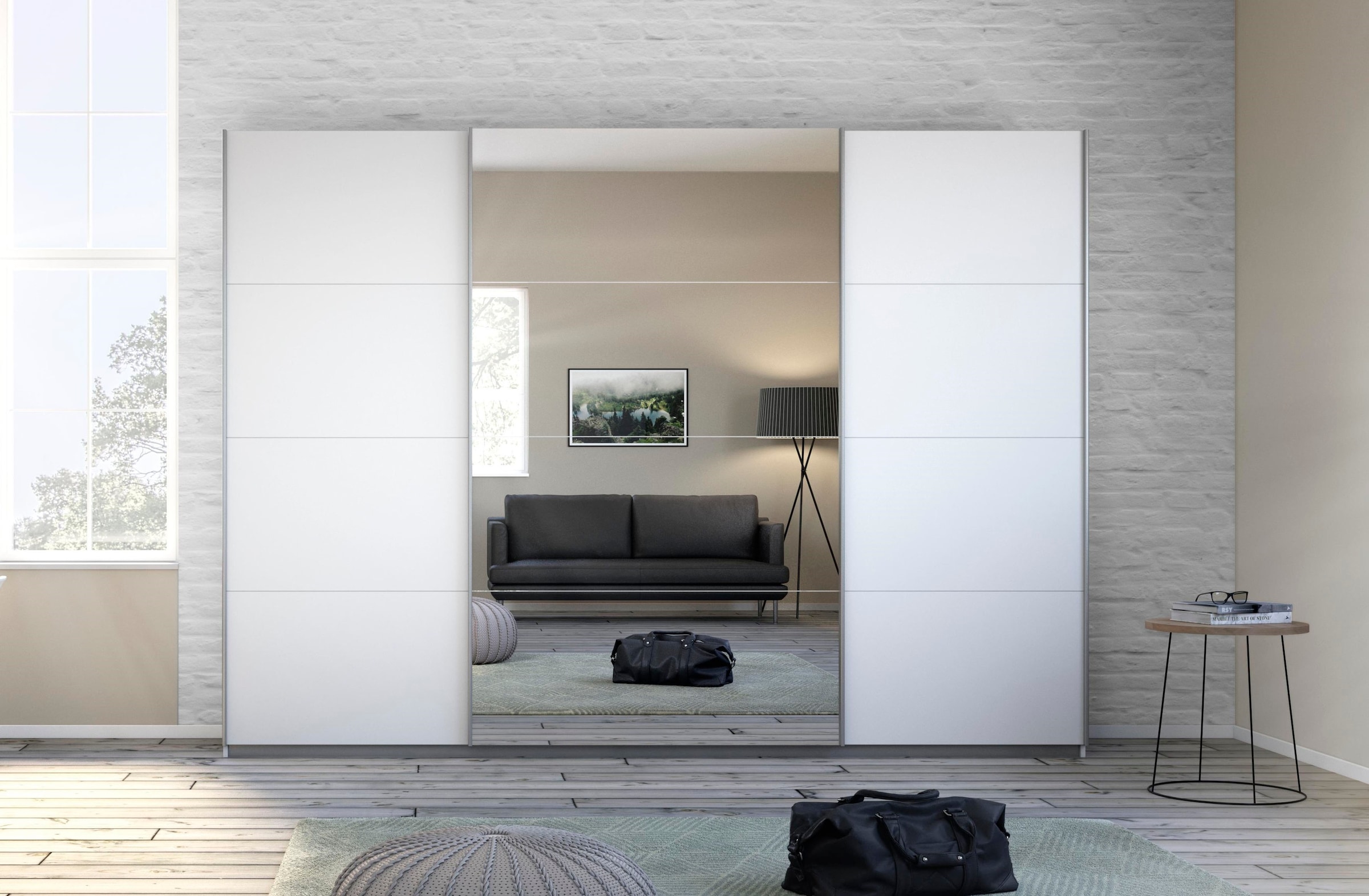 rauch Schwebetürenschrank »Kleiderschrank Schrank Garderobe Wäscheschrank TOMA«, inkl. Regaleinsatz sowie zusätzlichen Einlegeböden MADE IN GERMANY
