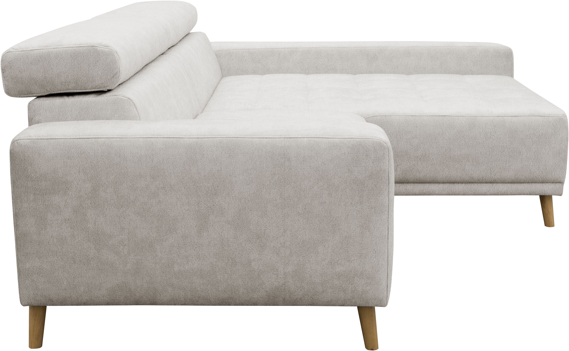 OTTO home Ecksofa »Greve 248 x 172 cm mit Steppungen, für gängige Saugroboter geeignet« Kopfteile verstellbar, aus pflegeleichtem, weichem Luxus-Microfaser