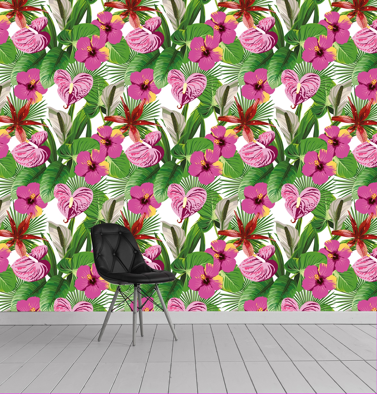 queence Vinyltapete »Leo«, bedruckt-Motiv-botanisch-floral-gemustert-natürlich, 90x250cm, selbstklebend, kinderleichte Anbringung, Sticker