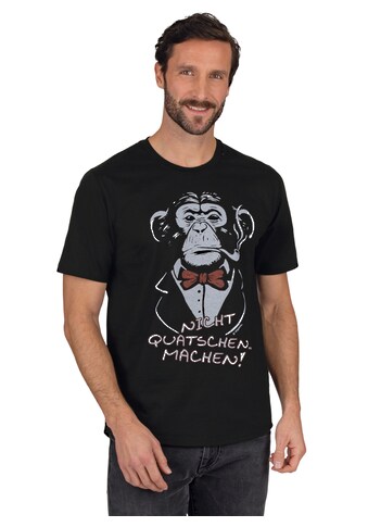 T-Shirt »TRIGEMA T-Shirt mit Affen-Druckmotiv und Spruch«, (1 tlg.)