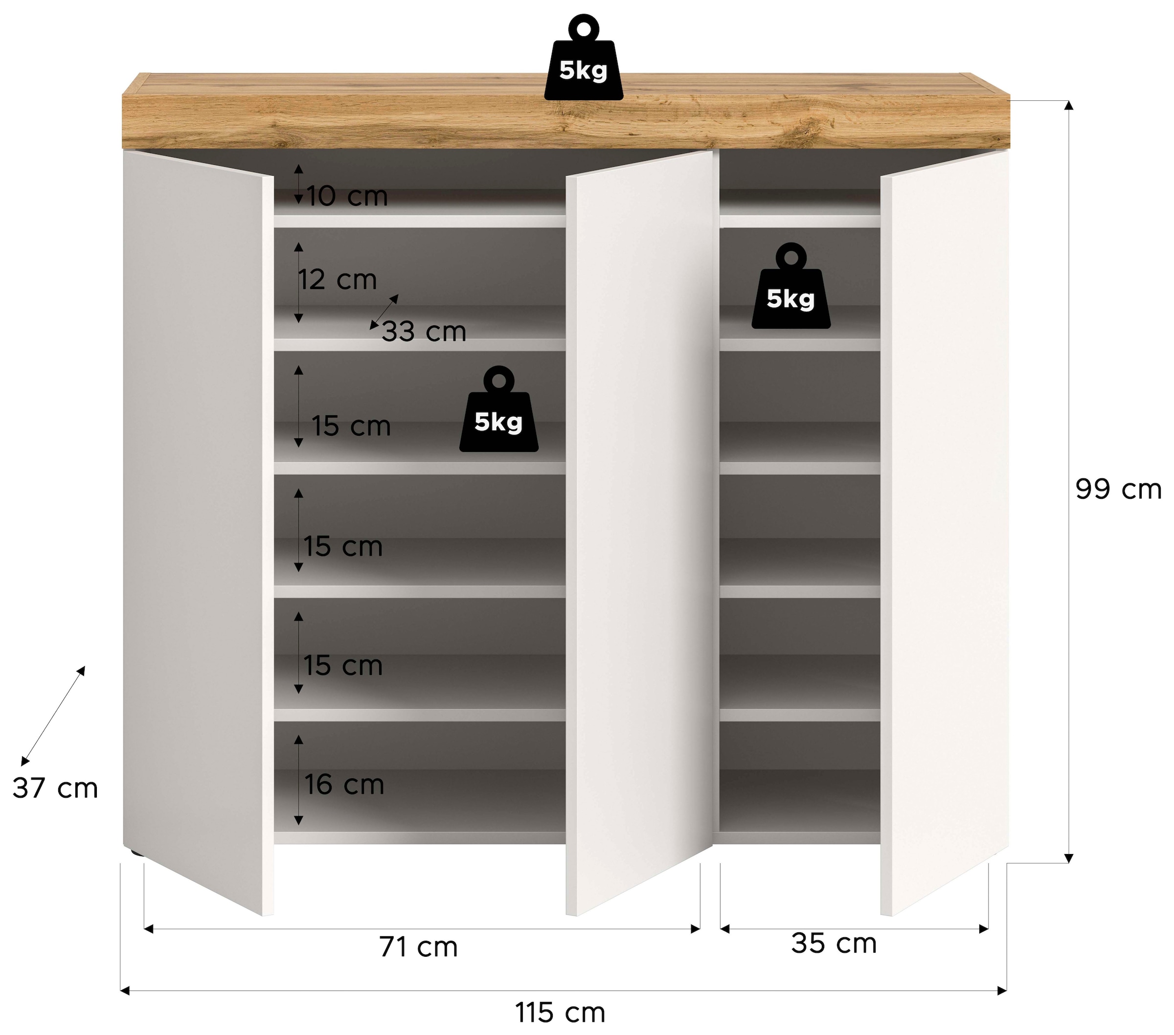 OTTO home Schuhschrank »MAMBO, TOPSELLER!, Breite 115cm, stehend & hängend, push-2-open« 2 farbige Ausführung, 1 Stk. tlg. Schuhschrank, Schuhkommode, Flur, Diele