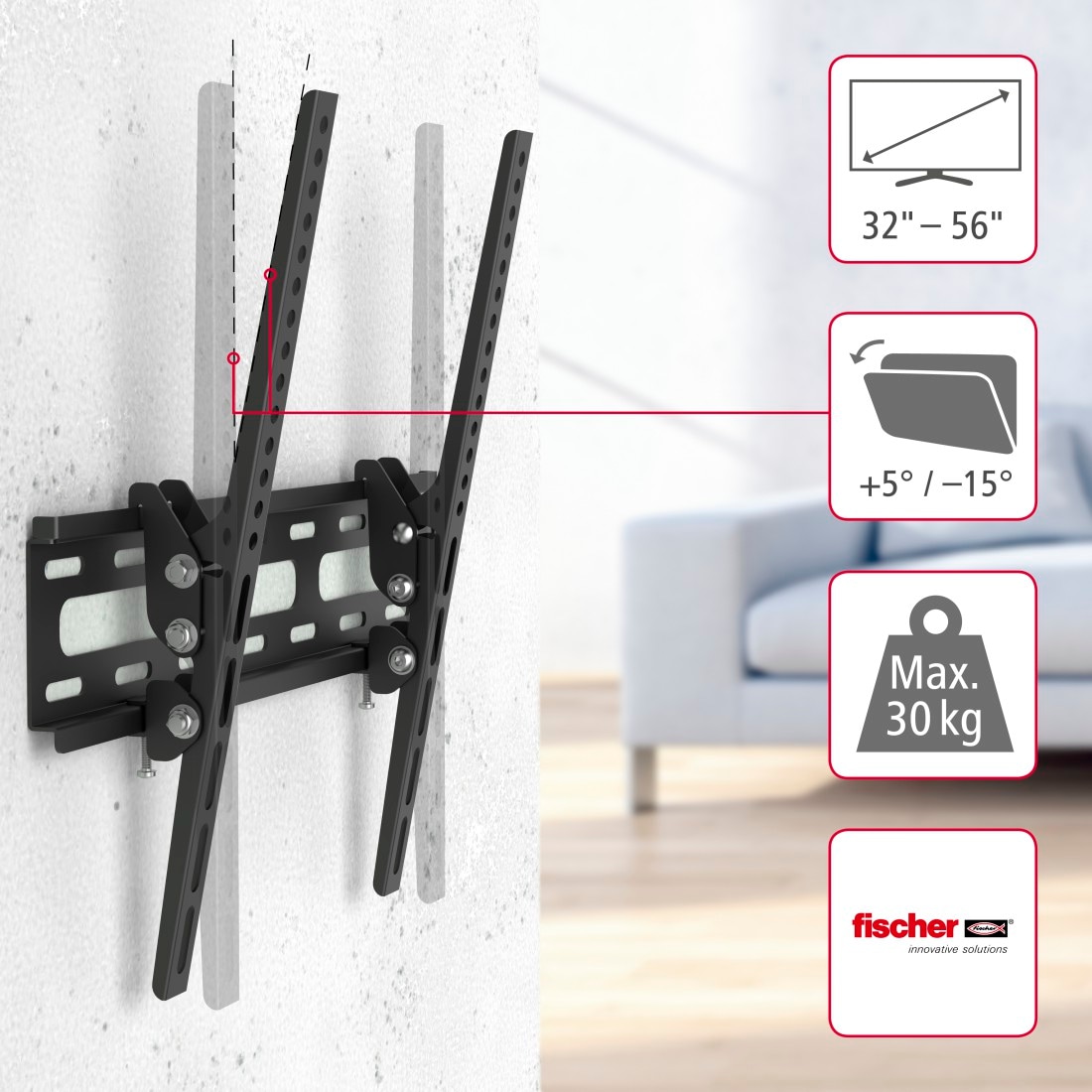 Hama TV-Wandhalterung »Wandhalterung (neigbar, 32" - 75", VESA 400x400)« bis 191 cm Zoll