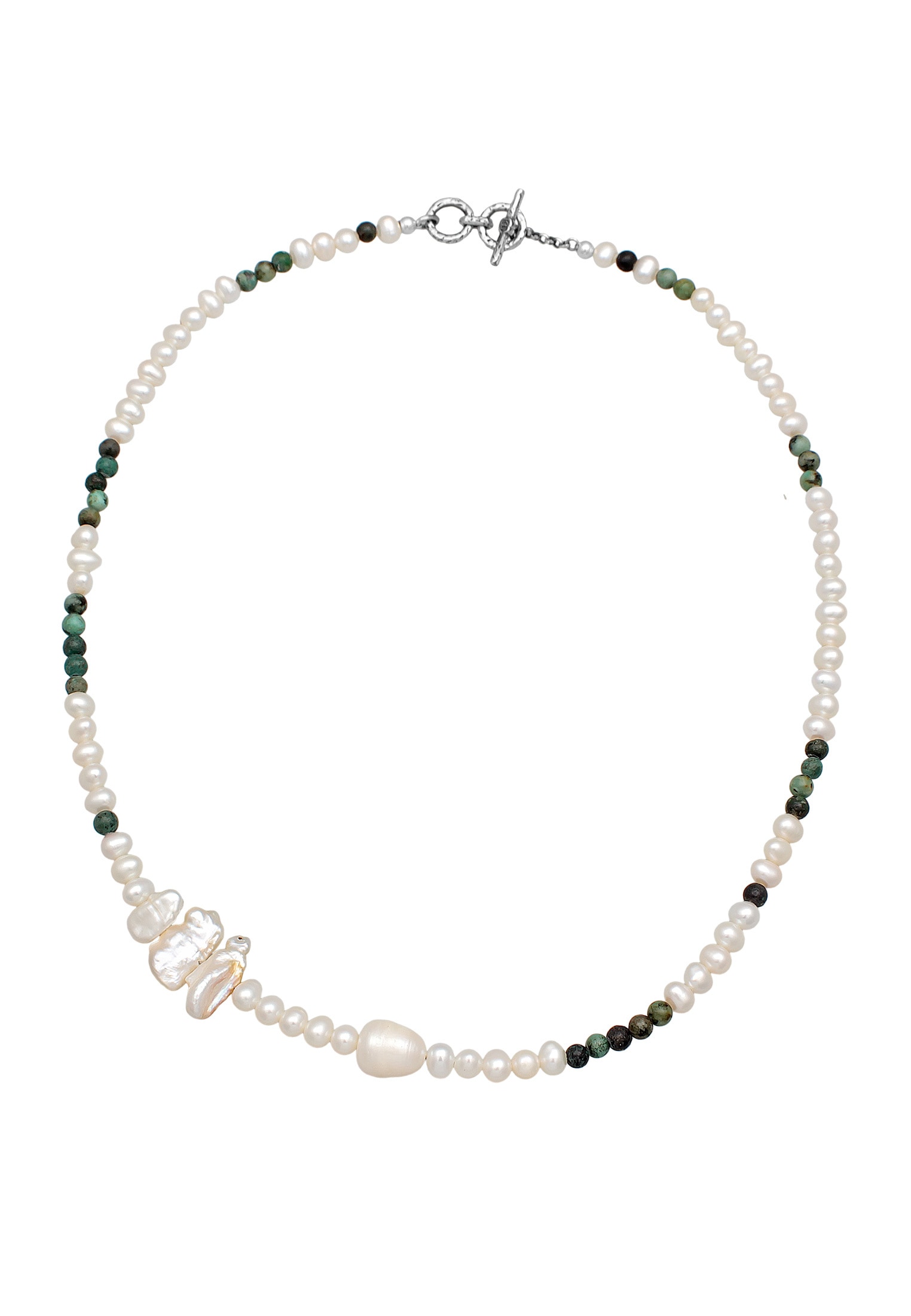 HAZE & GLORY Silberkette »Halskette Süßwasserperlen Afrikanischer Türkis T-Bar 925 Silber«