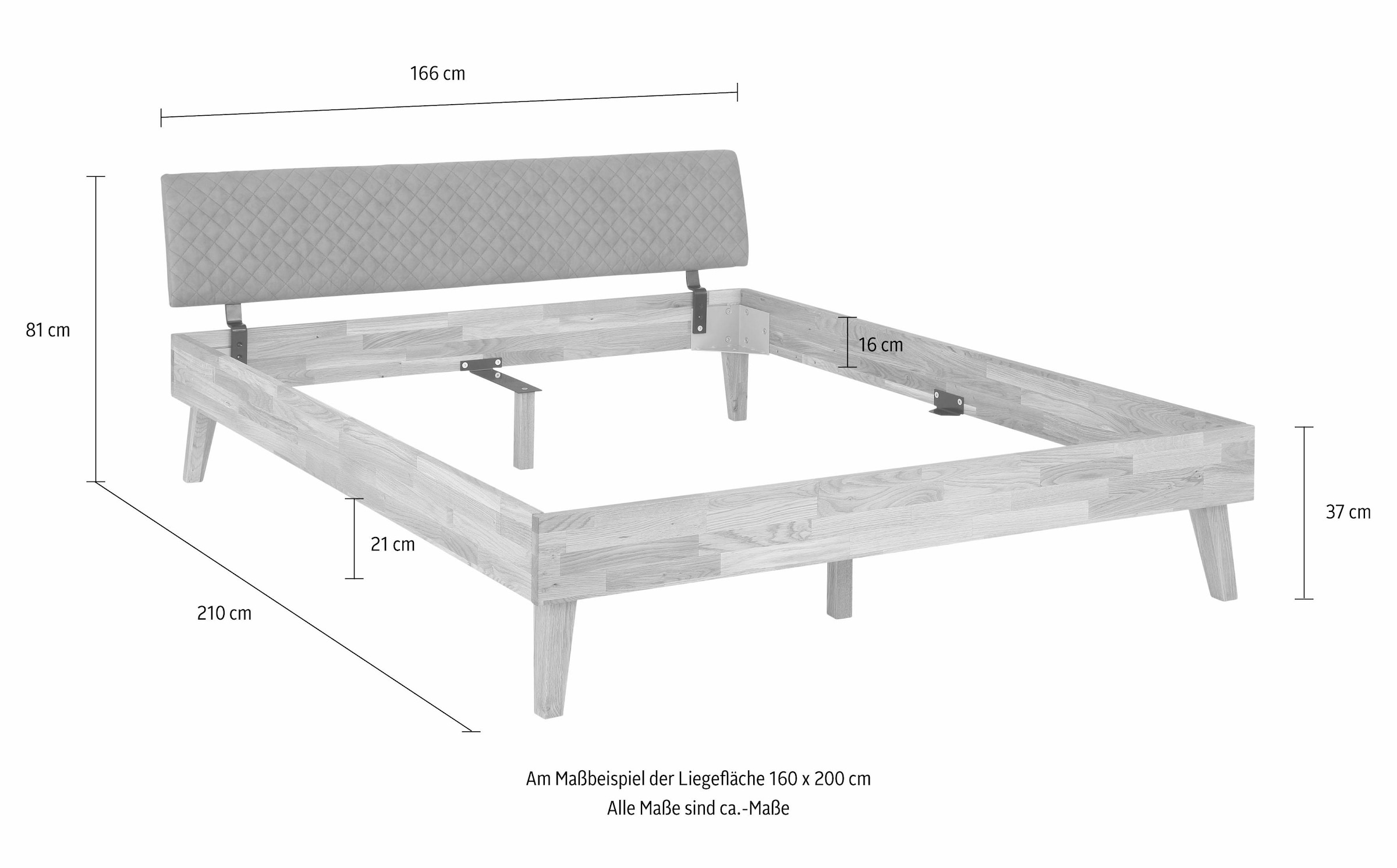 Home affaire Bett »Natali« aus massiver Eiche, in verschiedenen Breiten