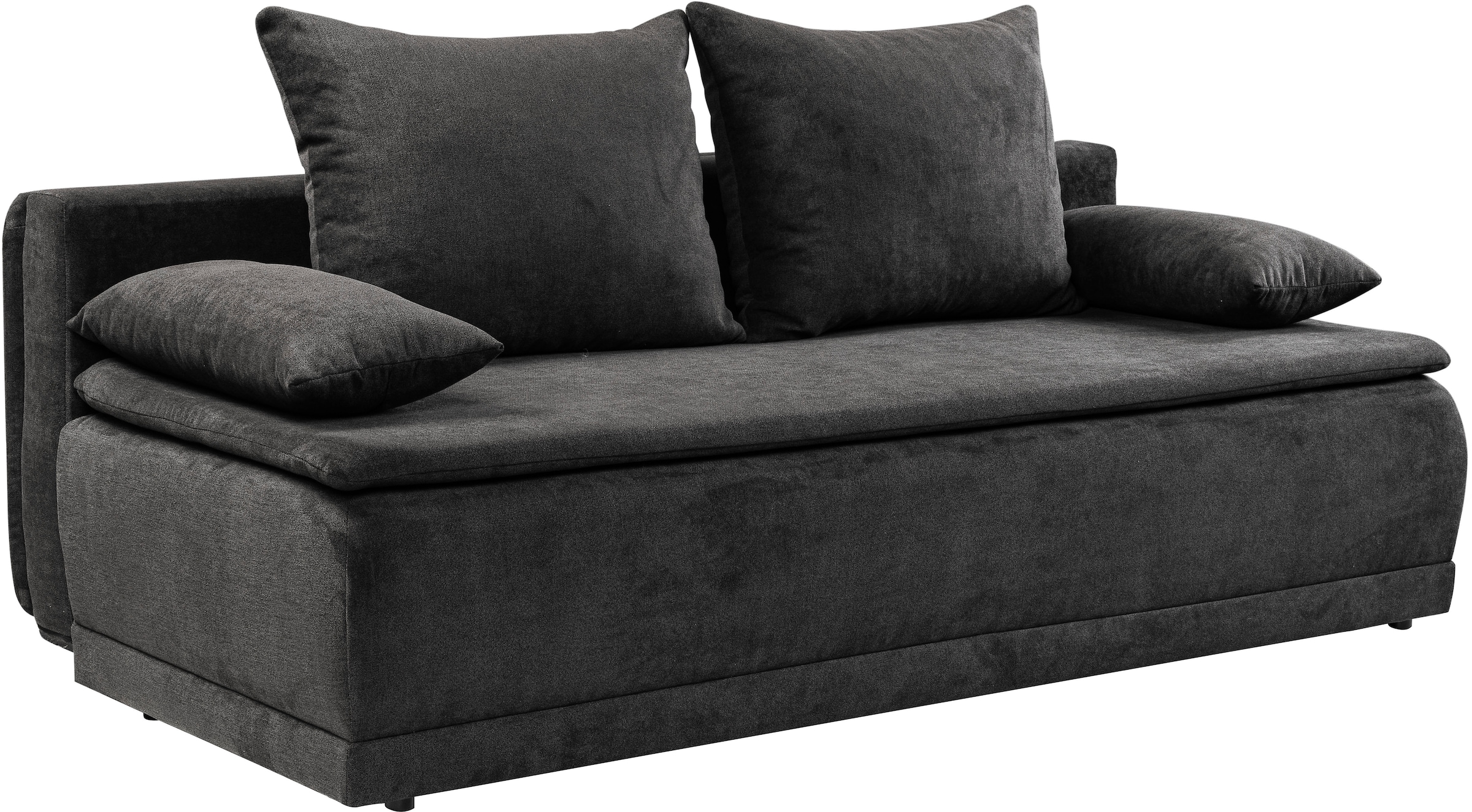 WERK2 Schlafsofa »Biggi, komfortabel & elegant, Schlaffunktion, Bettkasten, Breite 260cm«, inkl. losen Kissen, Struktur weich, anthrazit