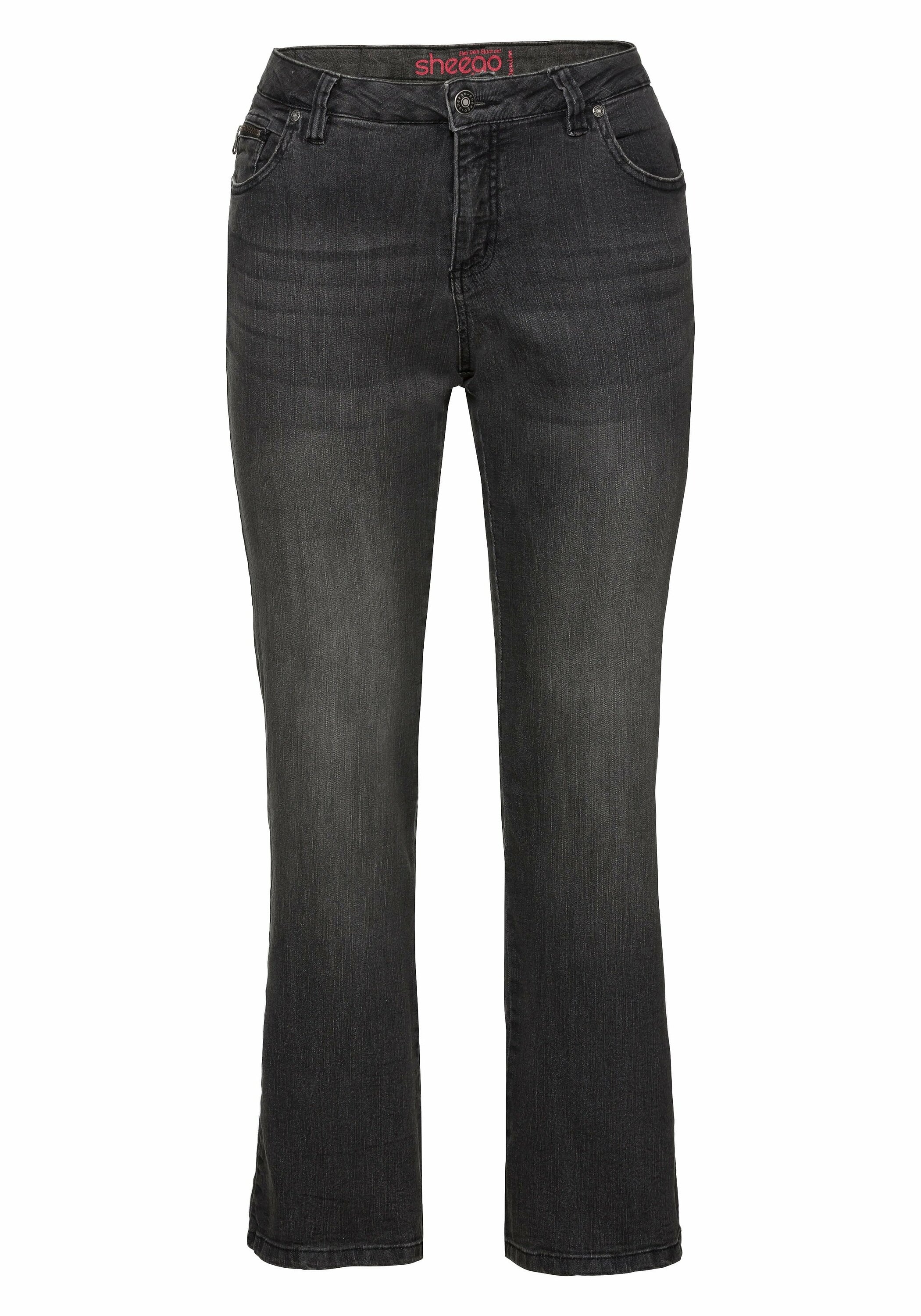 Sheego Bootcut-Jeans »Jeans in 5-Pocket-Form, mit Used-Effekten«, in 5-Pocket-Form, mit Used-Effekten