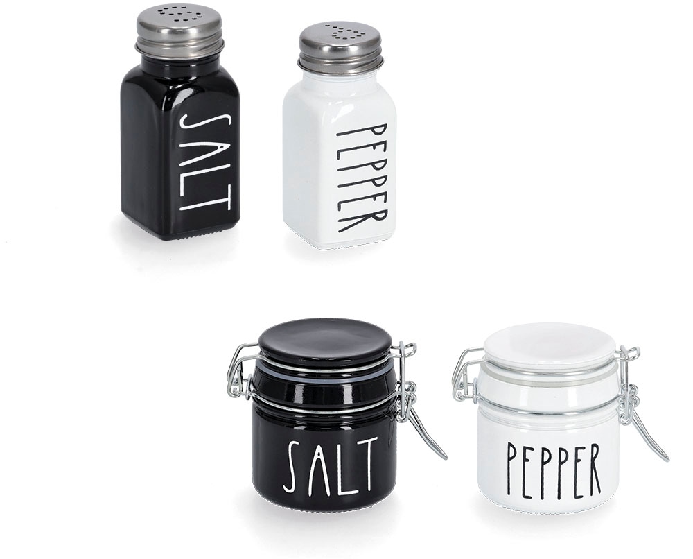 Zeller Present Salz- / Pfefferstreuer Glas / Metall, je 2 Gewürzgläser, Gewürzstreuer