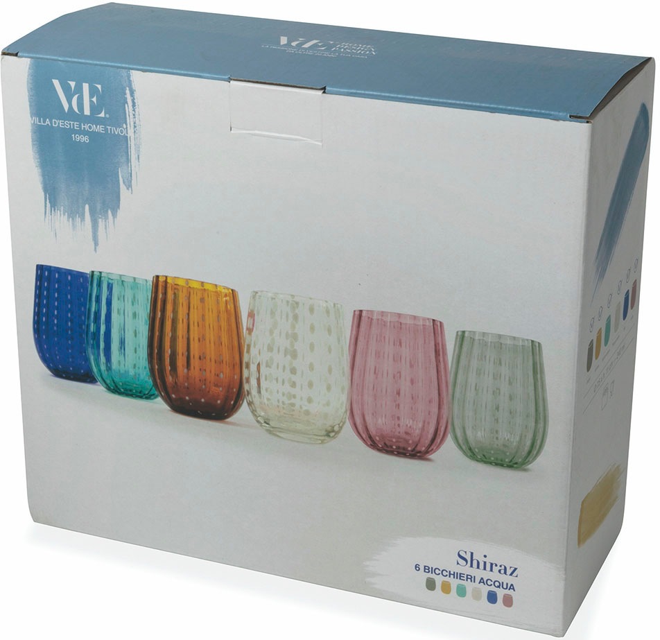 Villa d'Este Gläser-Set »Shiraz«, (Set, 6 tlg.), Wassergläser-Set, 6-teilig, Inhalt 240 ml