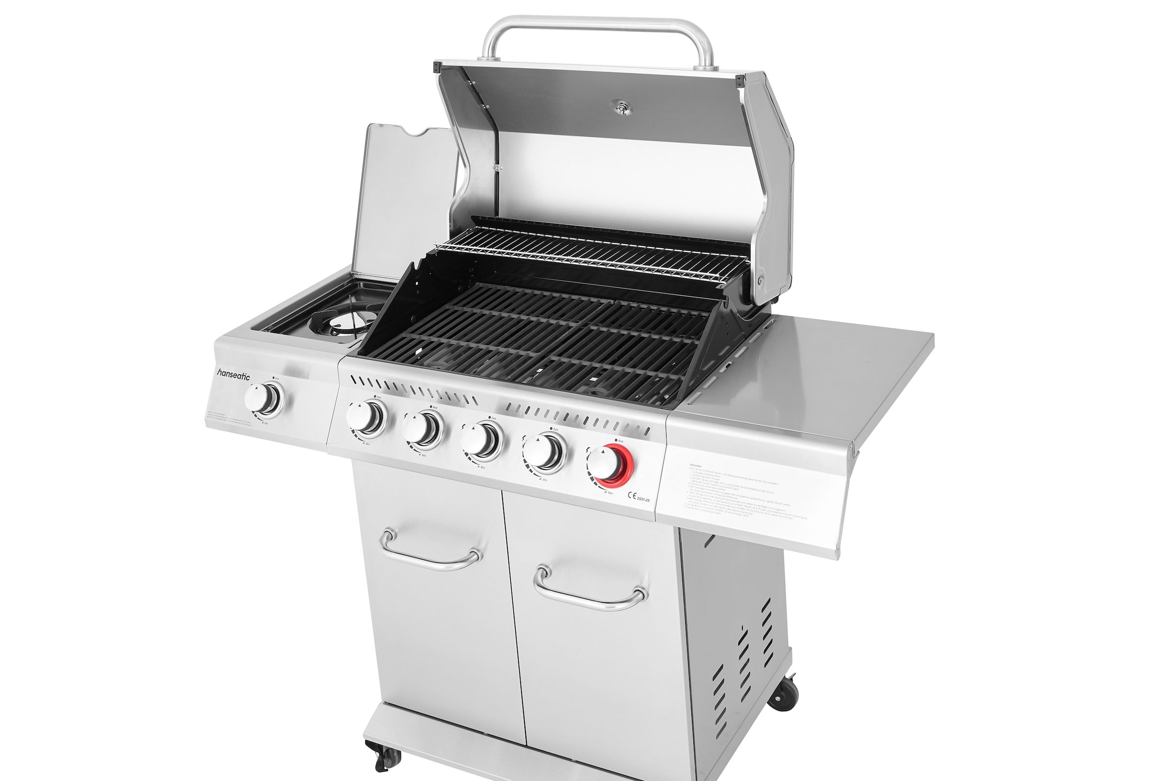 Hanseatic Gasgrill »Richland« BxTxH: 134,7 x 57 x 117 cm, 21,5 kW Gesamt, Edelstahl-Turbobrenner