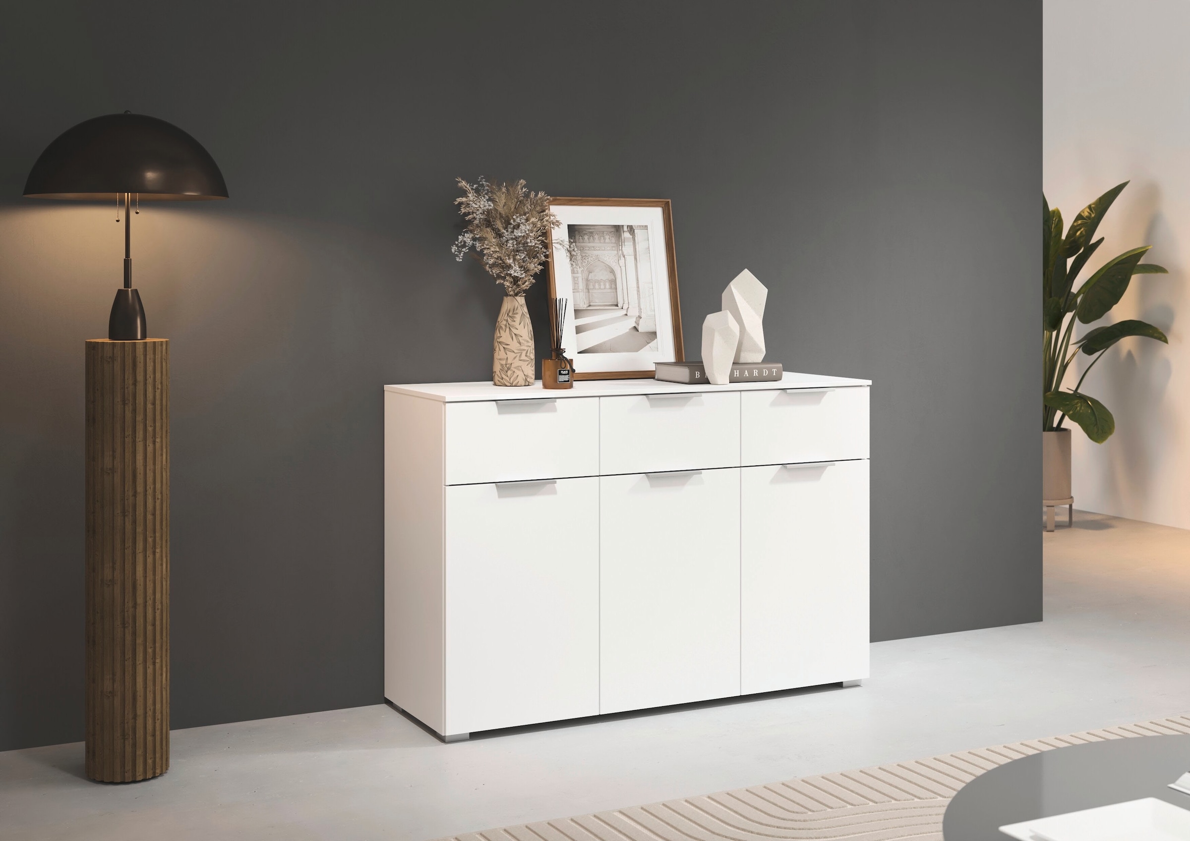 rauch Kombikommode »Sideboard Schubladenkommode CORTONA mit Dekor-Front« Breite 120 cm inkl. Soft-Close-Funktion,  mit 3 Schubladen und 3 verstellbaren Einlegeboden MADE IN GERMANY
