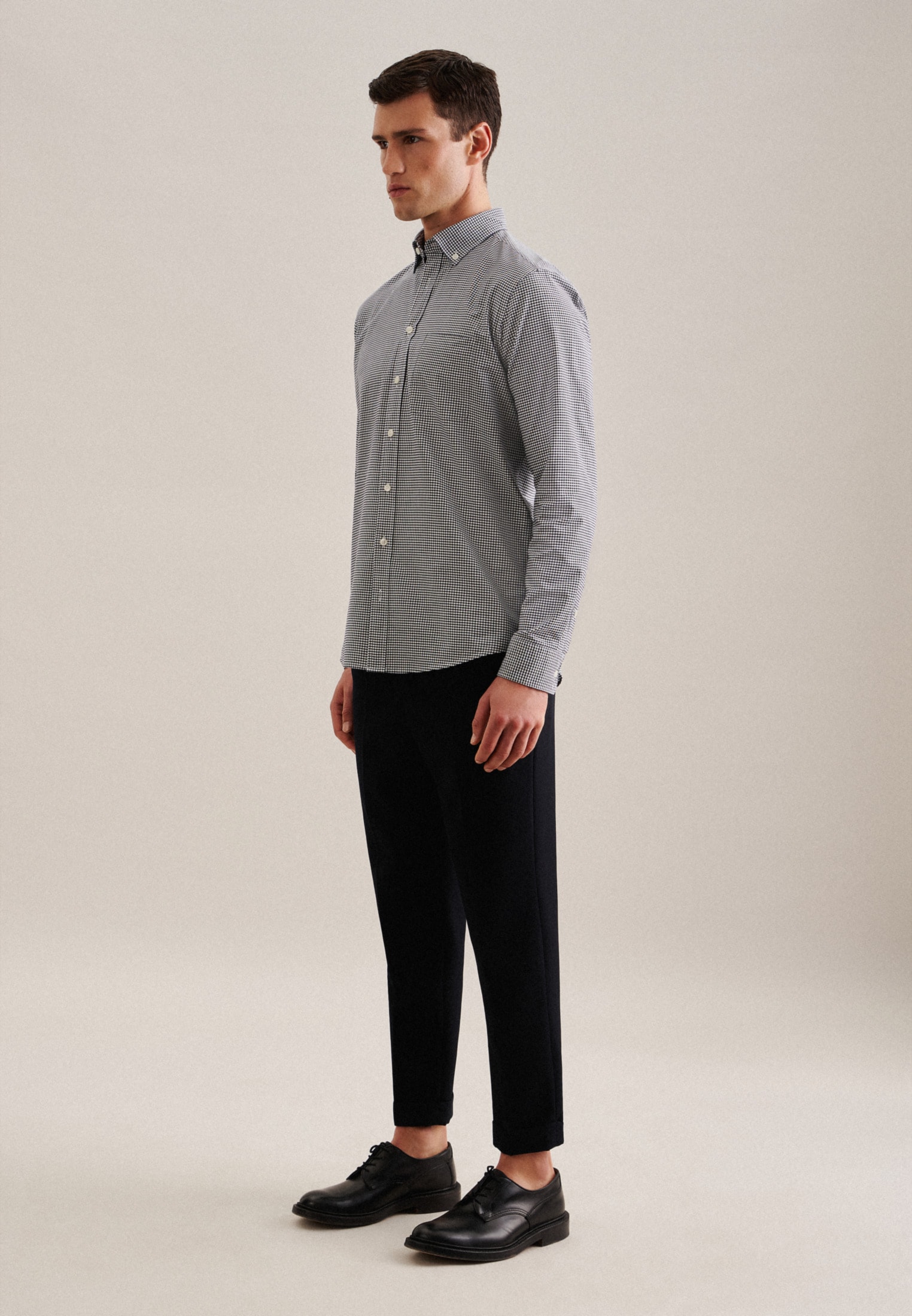 seidensticker Businesshemd »Schwarze Rose« Regular 1/1 Button-Down-Kragen Karo