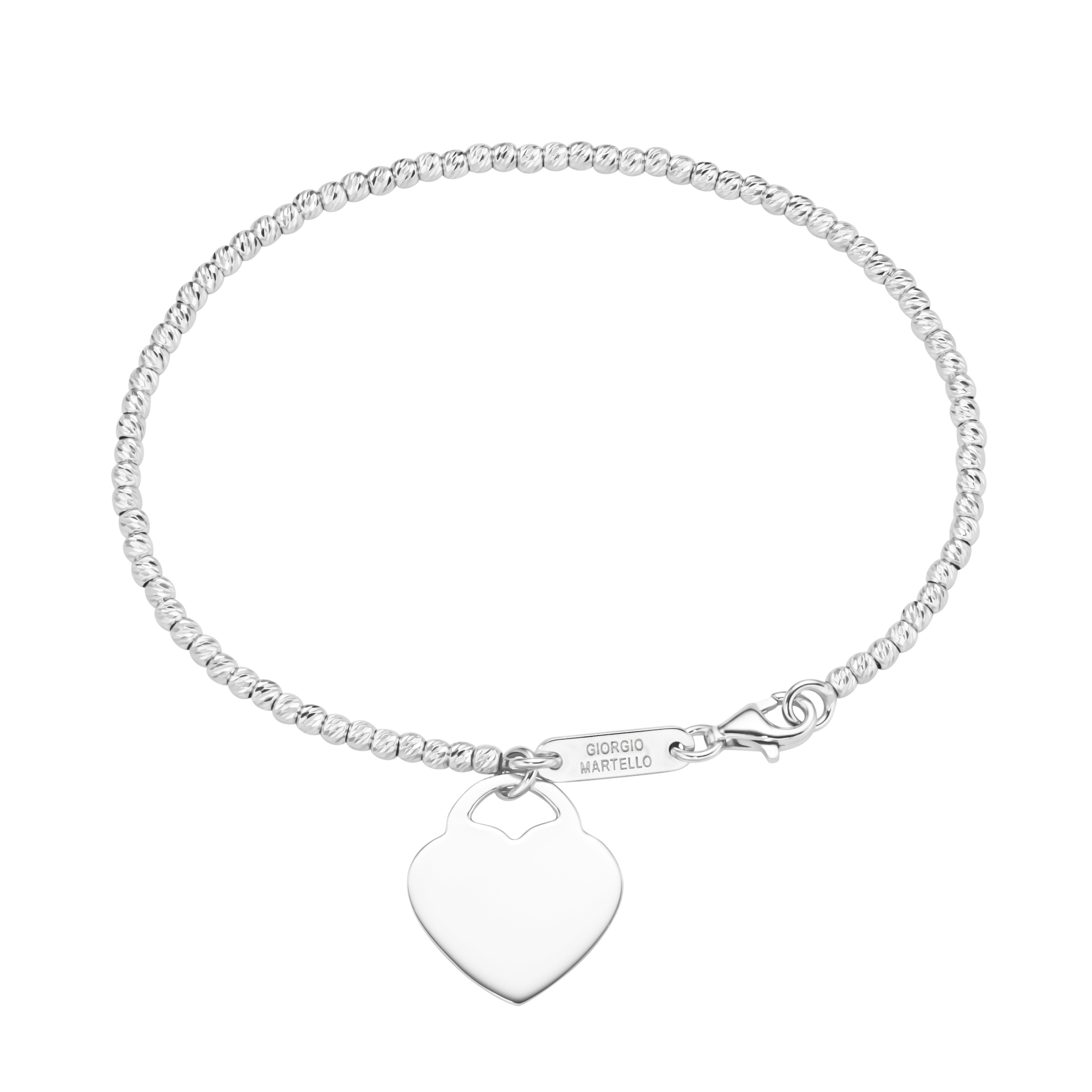 GIORGIO MARTELLO MILANO Armband »Armband Kugelkette diamantiert mit Anhänger Herz, Silber 925«